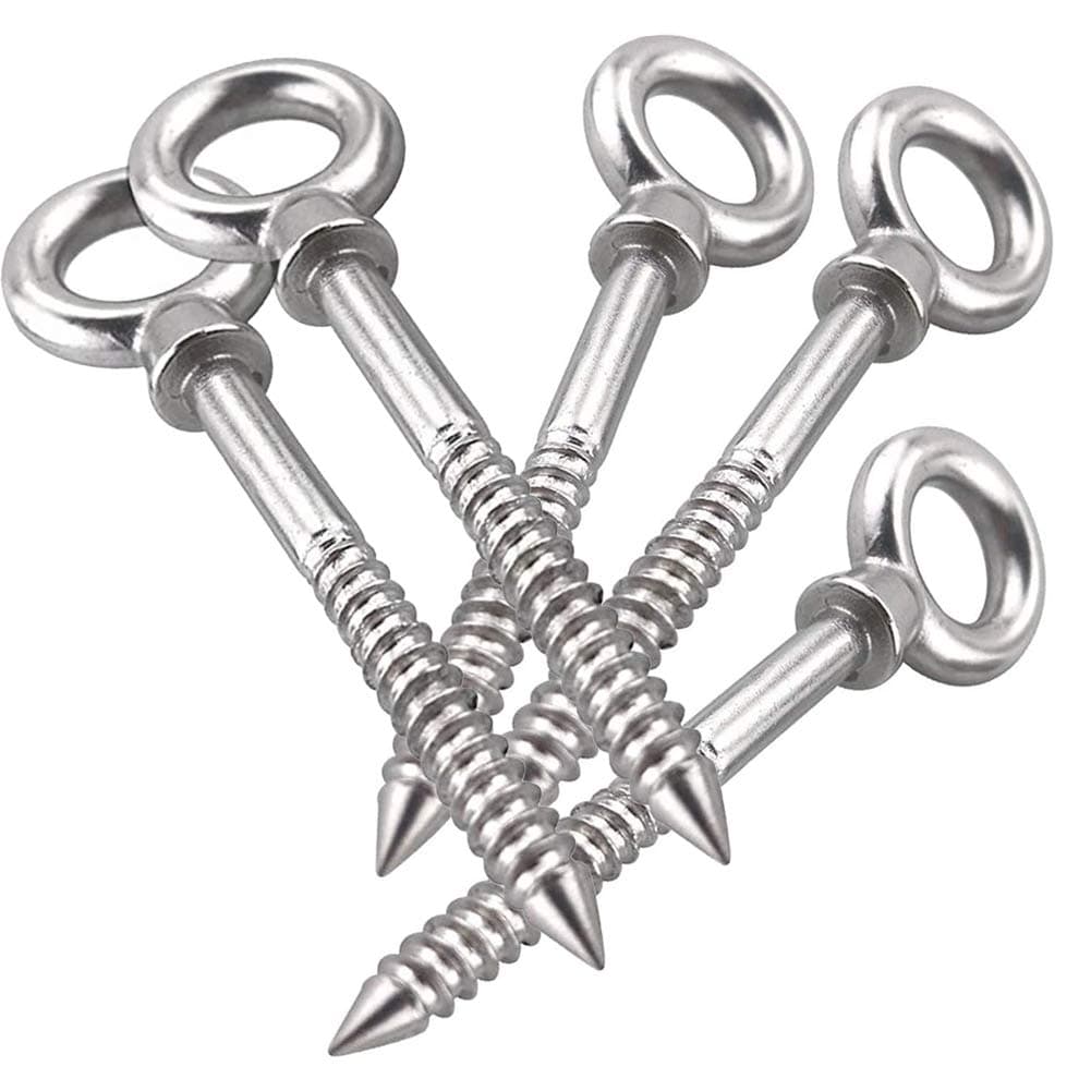 M-TOP5 Pack 304 Stainless Steel Eye Screws Durable Eye Hooks Screw in Heavy Duty Perfect for Hammock Stand,Yoga,Swing Chair (Load Capacity 650lbs)