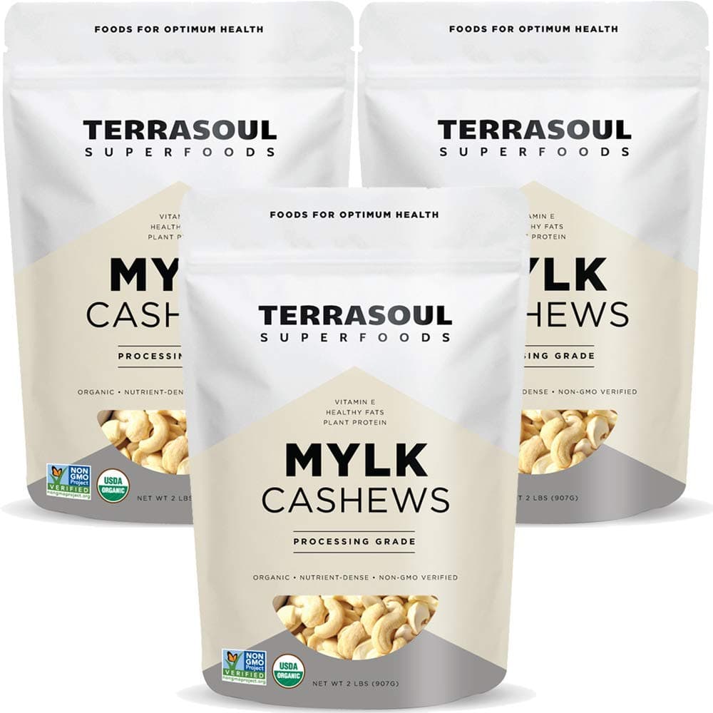 Organic Raw Cashews (Mylk Grade), 6 Lbs (Pack of 3), Premium Quality for Snacking, Desserts, Cashew Milk and Nut Butter Making