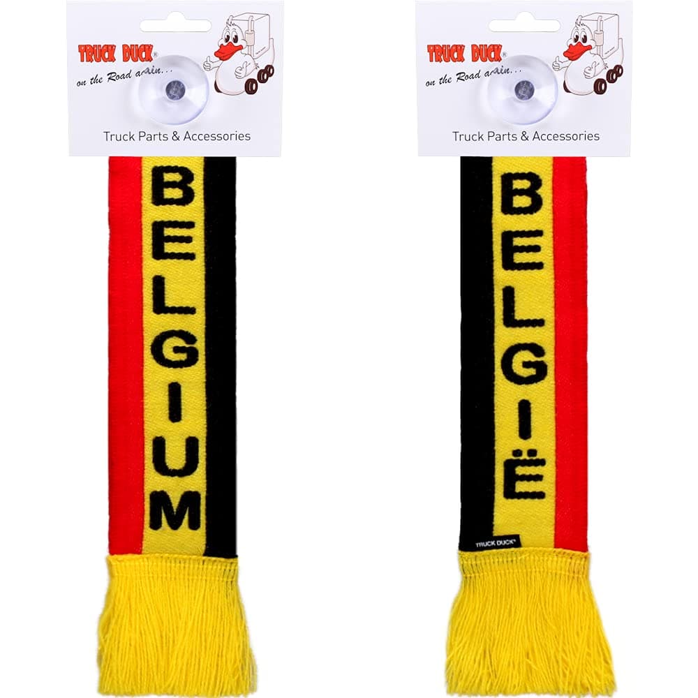 TRUCK DUCK® Truck Car Mini Scarf Belgium België Trucker woven Pennant Flag Window Decoration with Suction Cup