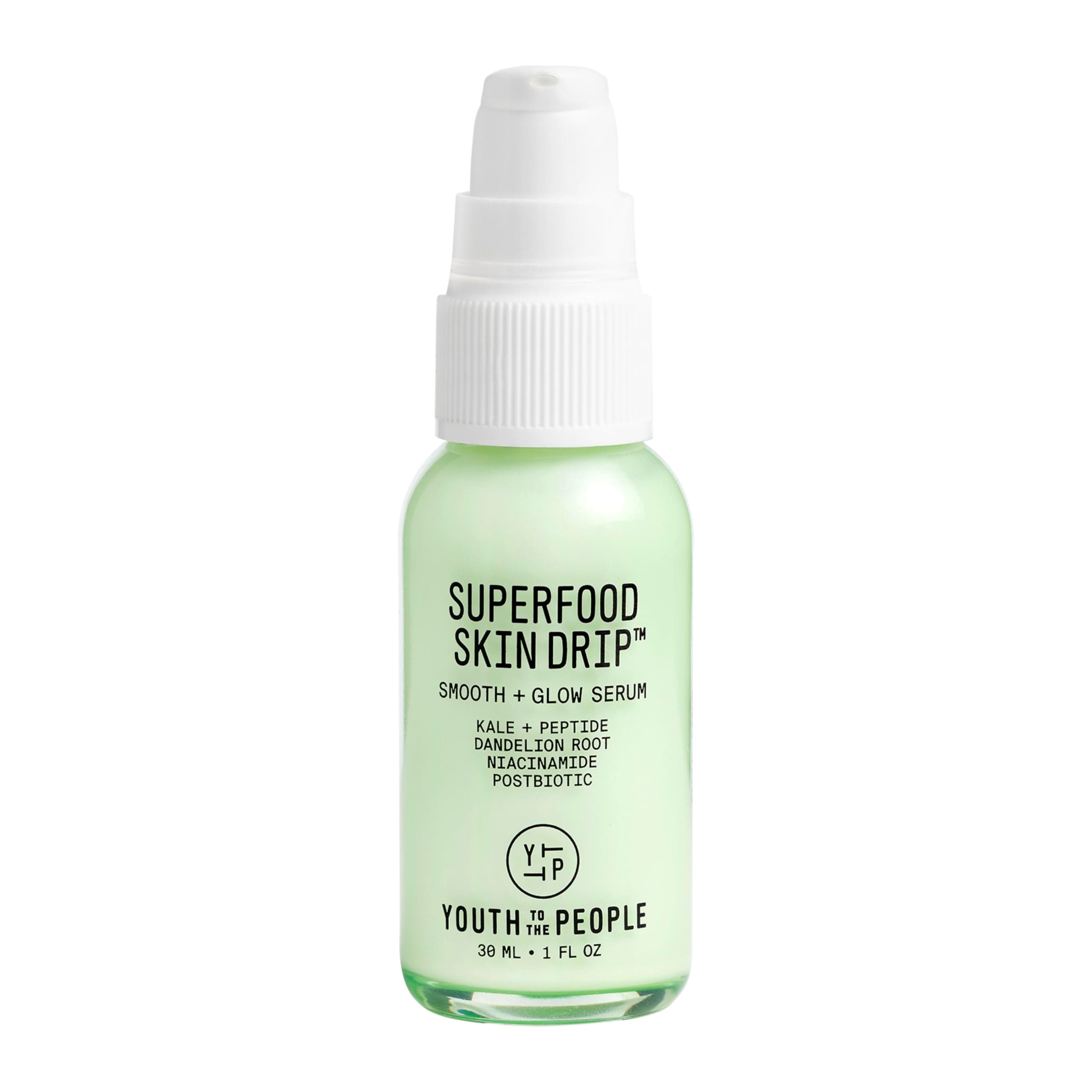 Superfood Skin Drip Face Serum (1 fl oz), Strengthens Skin Barrier + Evens Skin Tone, 5% Niacinamide, Kale, Peptides, Ceramides, Boosts Glow, Vegan