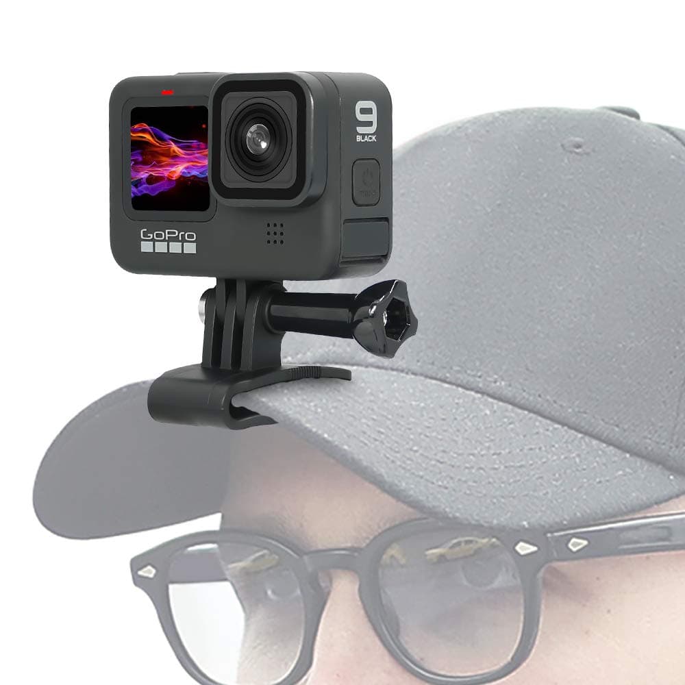 SUREWO Baseball Hat Clip Mount Baseball Cap Clamp Quick Release Mount Compatible with GoPro Hero 13 12 11 10 9 8 7 6 5 Black,DJI Osmo Action 5 pro/4/3/2,AKASO/Crosstour/Campark and More