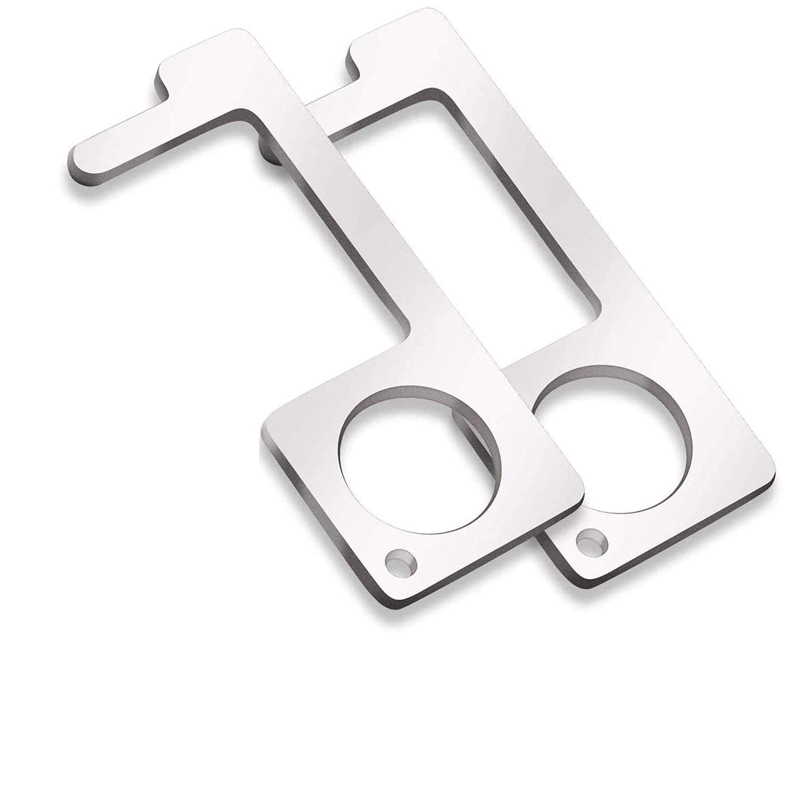 Contactless EDC Door Opener, Brass No-Touch Door Opener, Easy to Carry, Key Tool for Outdoor Public Door Handle Touchscreen Button, Keep Hands Clean (2PCS)