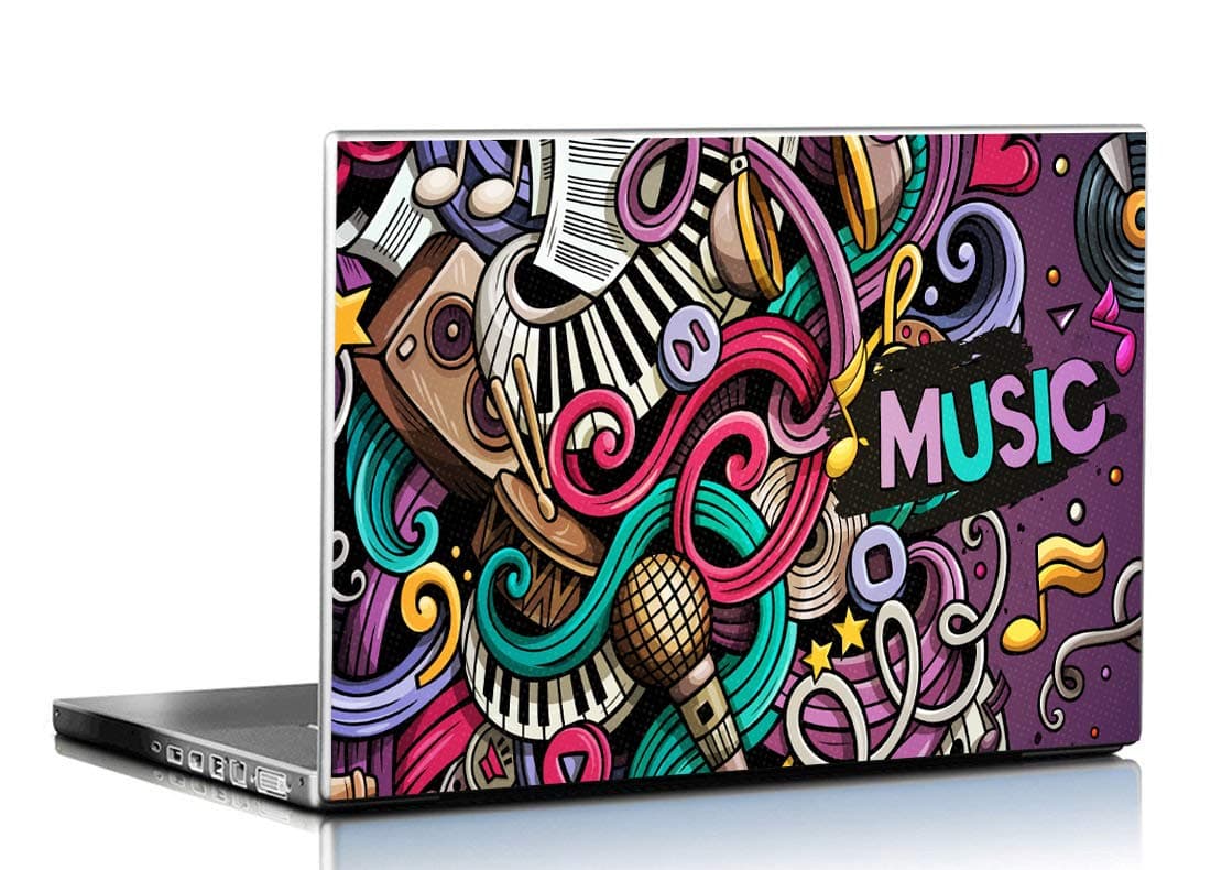 PIXELARTZ Laptop Skins Music Background Doodle 3 Style 15.6 Inches Laptop Skins/Stickers for Dell-Lenovo-Acer-HP (1045)