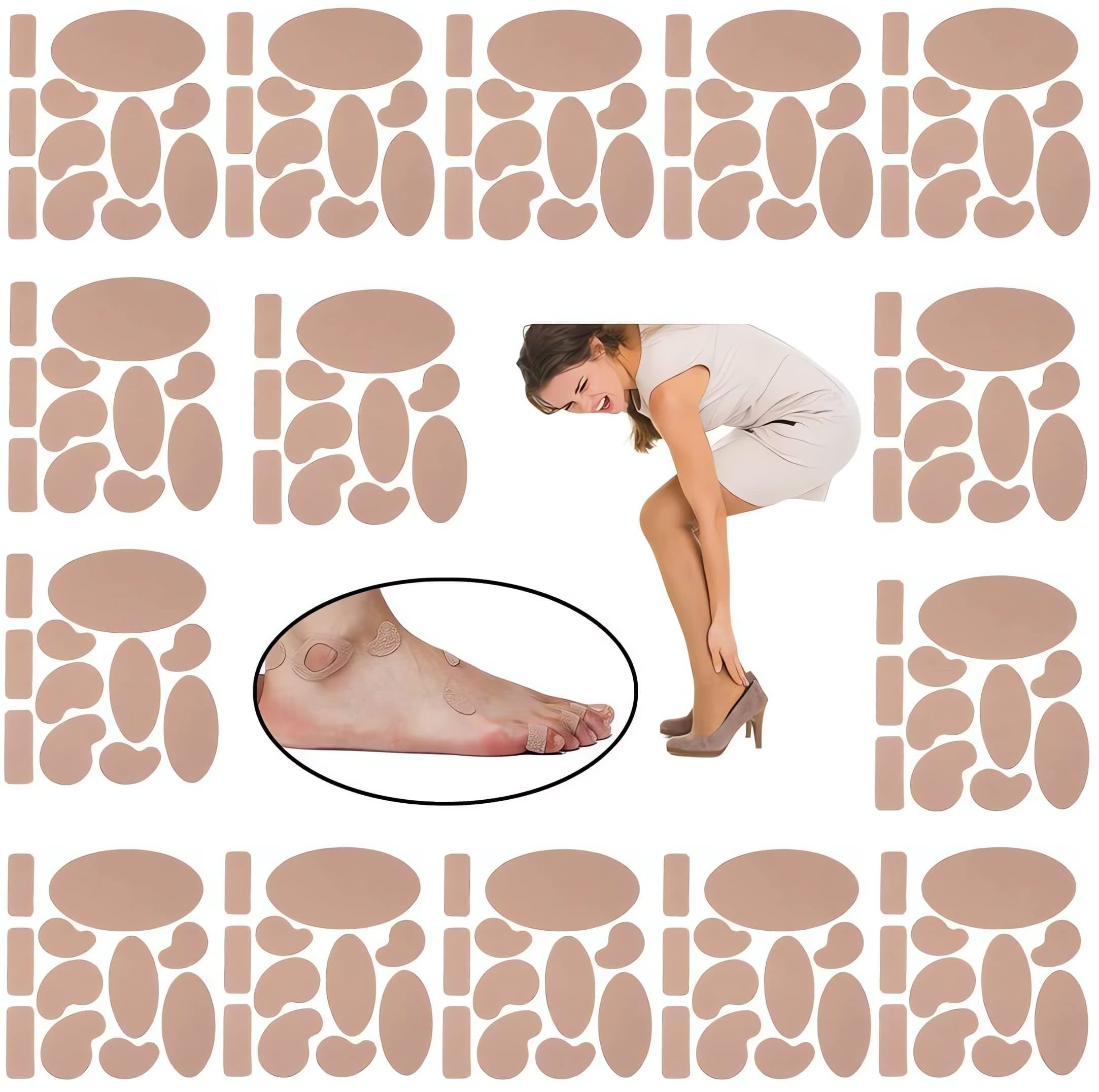 165 Pieces Moleskin for feet blisters Moleskin Tape Anti-wear Heels Stickers Blister Prevention Pads for Shoes Hiking 11 Shapes 15sets