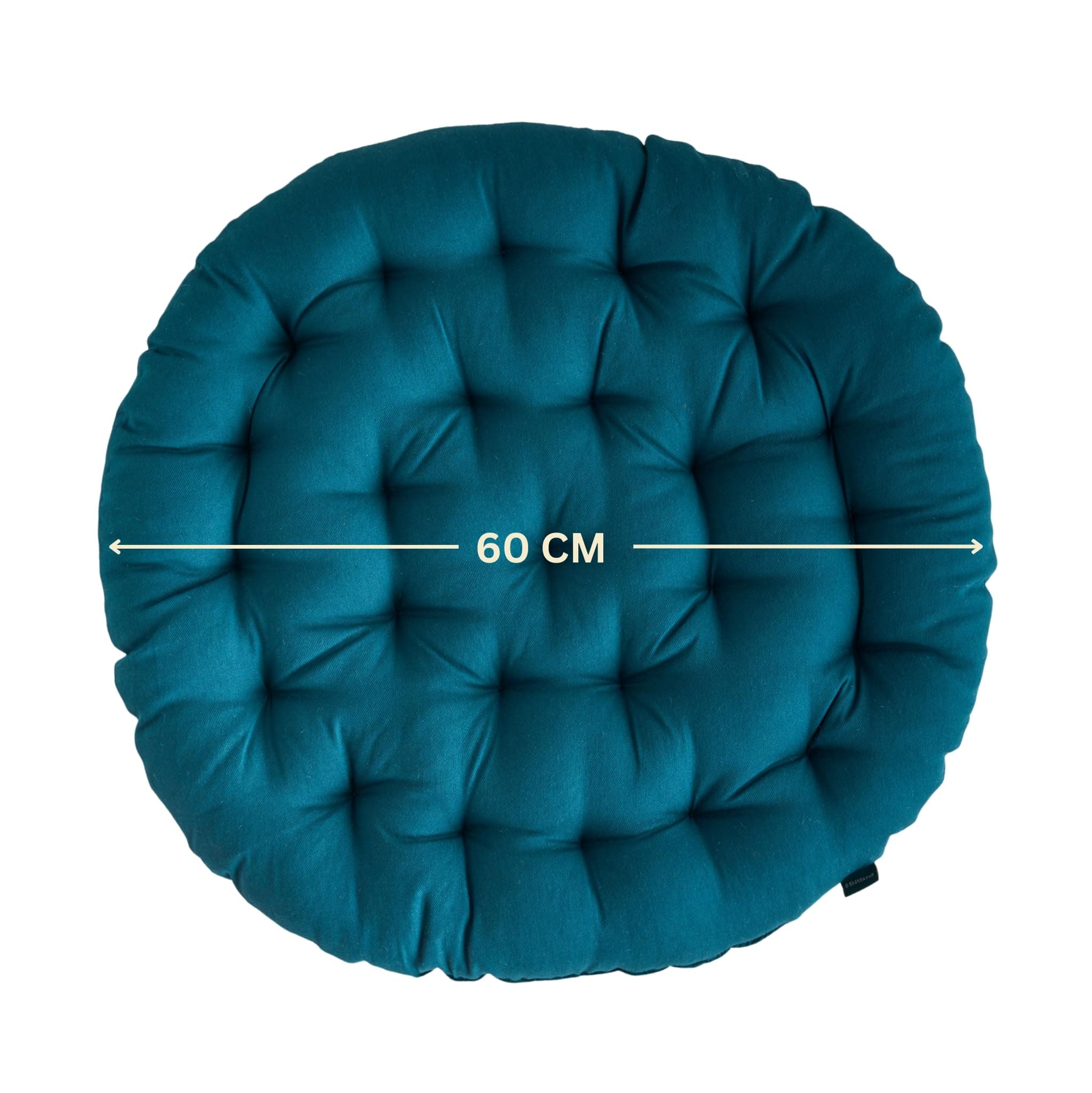 SKANDA FAB Premium Cotton Floor Seating Cushion | Luxurious Comfort & Microfiber Fill 60X60 CM Large Size for Meditation | Pooja | Living Room | Pets | Outdoor Botanical Green Pack of 1