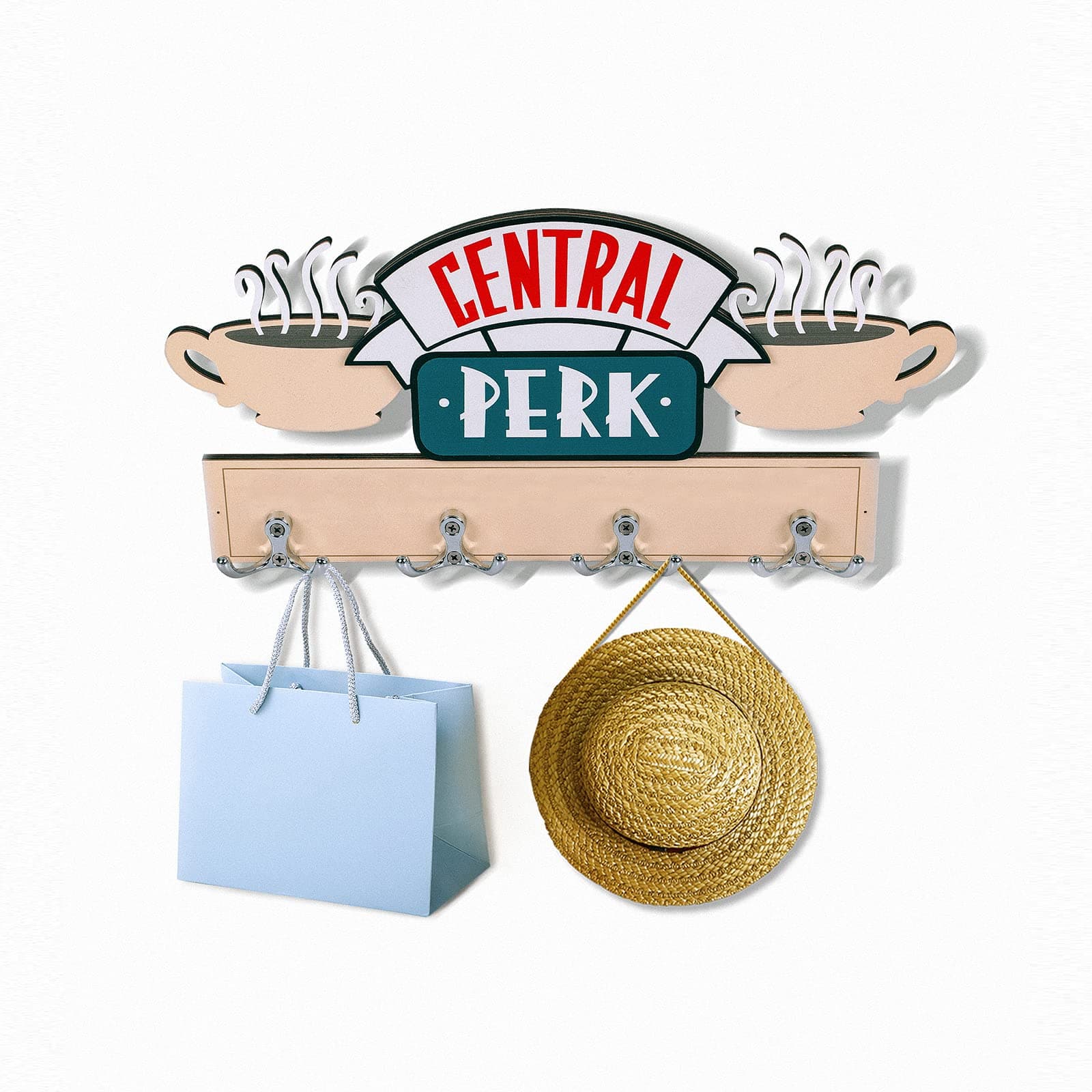 KINVI Friend TV Show Merchandise Central Perk Coat Hanger Friend Central Perk Coffee Sign Decorations Coat Rack for Wall Mount