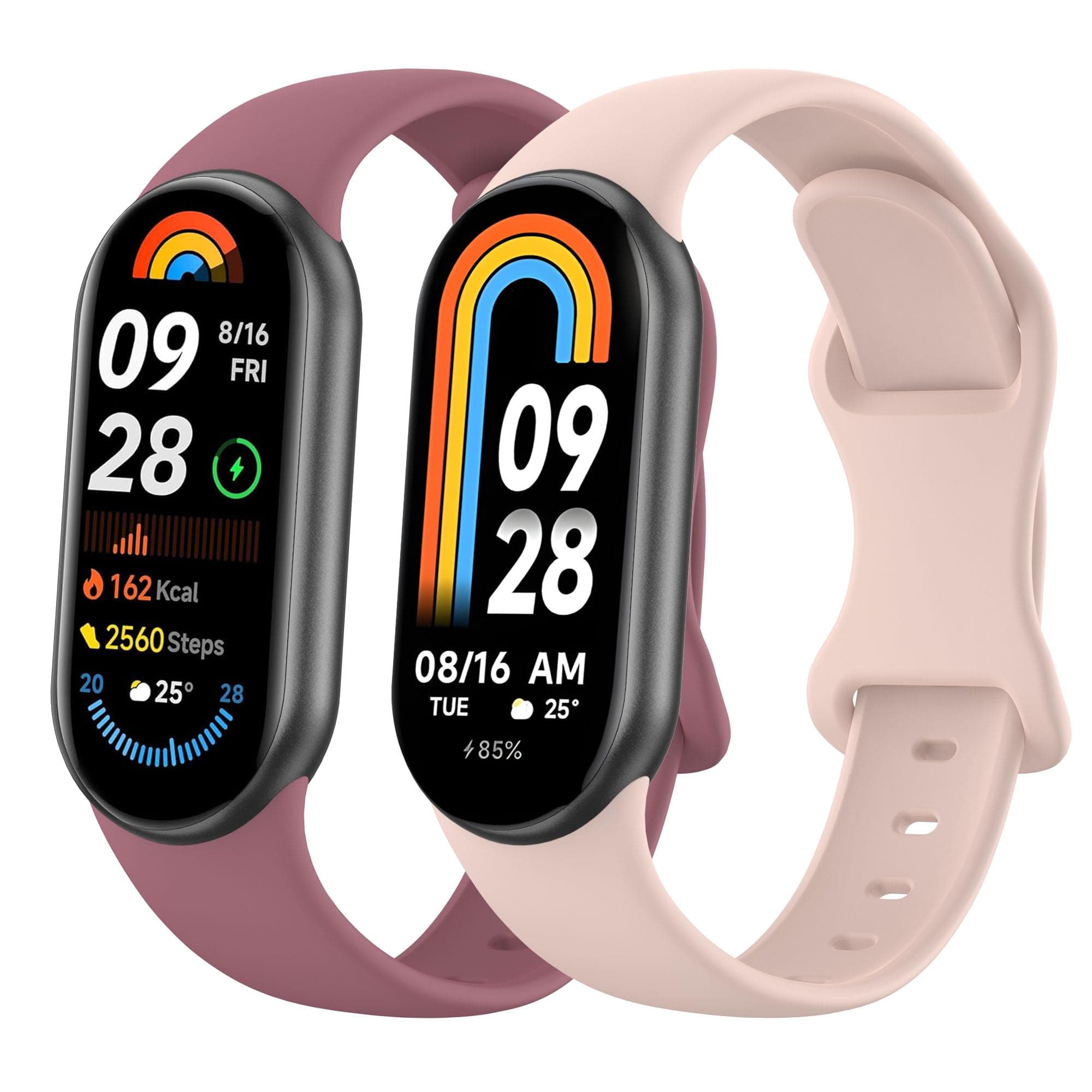 Vancle Sport Straps for Xiaomi Mi Band 10/9/8, 2 Pack Silicone Replacement Bands for Xiaomi Mi Band 8/9/10 &Smart Band 8/9/10 Fitness Tracker