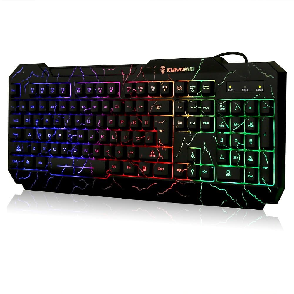 Crack Rainbow Backlit Keyboard colorful LED Illuminated Gaming PC Keyboard with Spill-Resistant Design