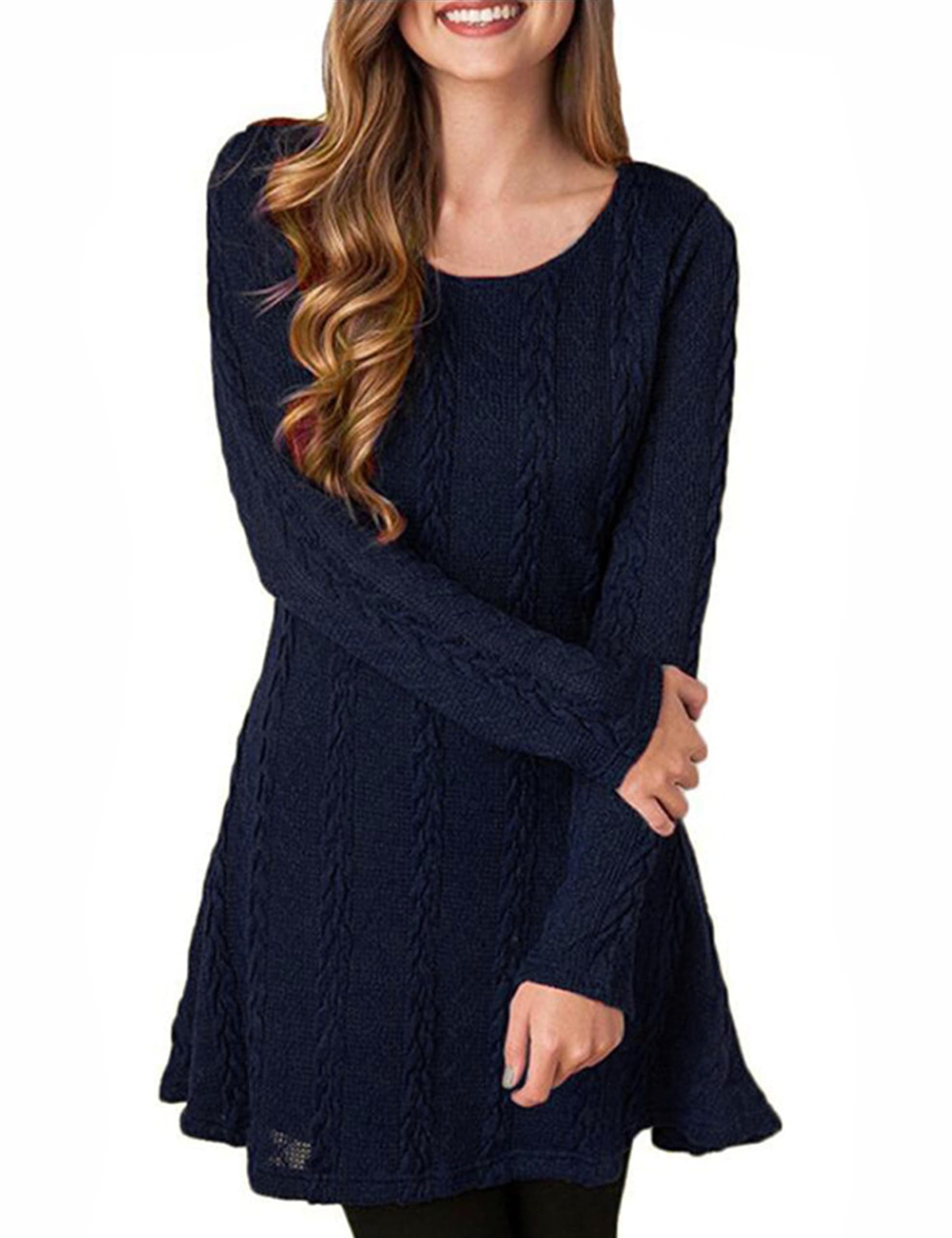 Mansy Sweater Dress for Women Cable Knit Ribbed A-Line Short Fitted Pullover Sweaters Dresses Fall Winter