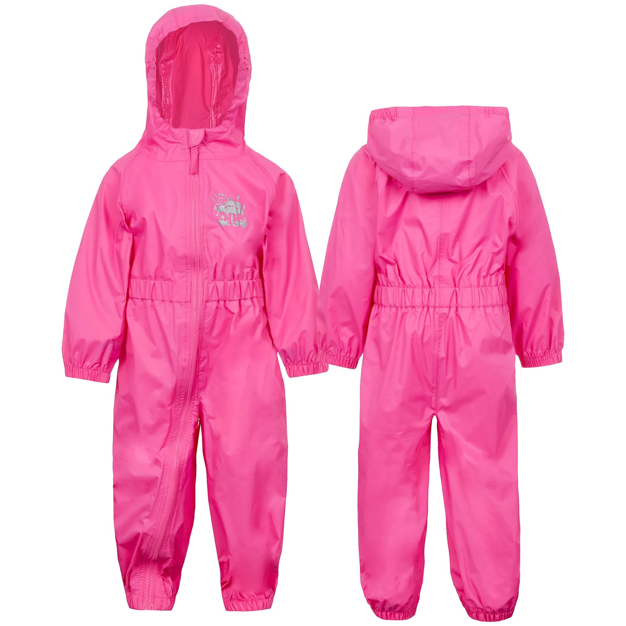 Kids Girls Boys Puddlesuit Rain Tracksuit Waterproof All in One Raincoat Bright