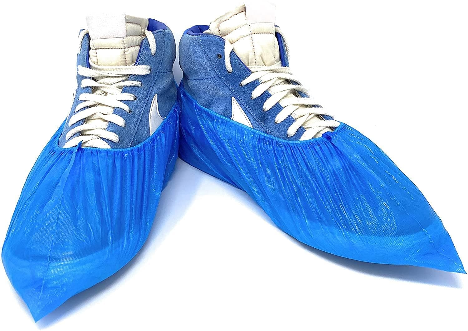 AQASKIN Durable Disposable Overshoes 3.2g - Disposable CPE Shoes - PPE - Personal Protective Equipment - Household Cleaning - Gardening - Blue