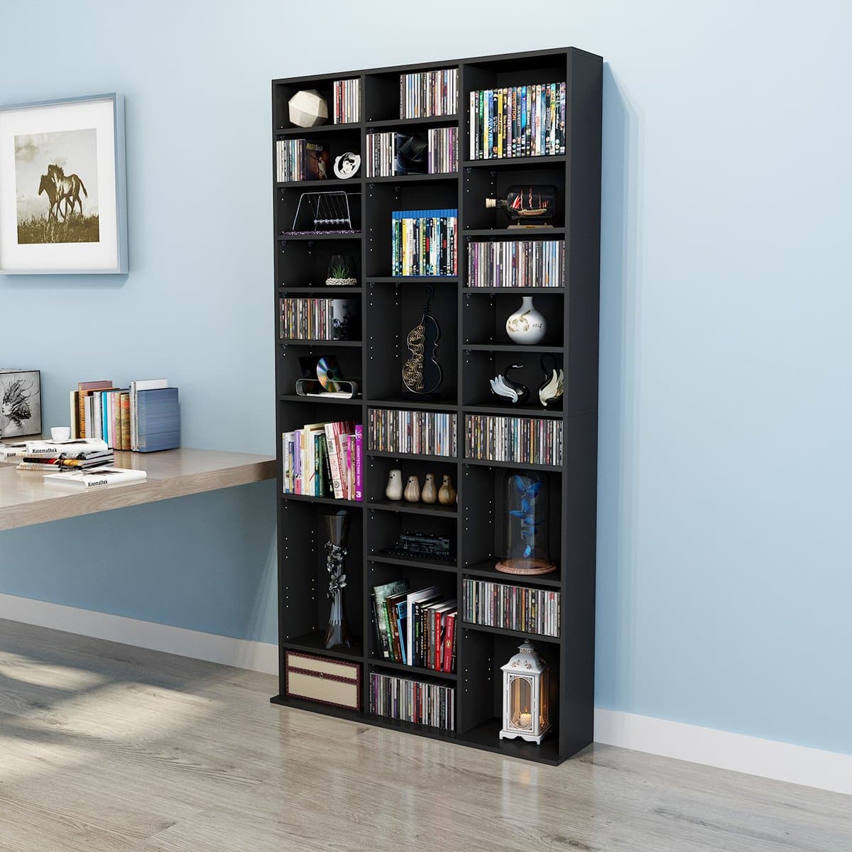 Tuff Concepts Multimedia Storage Unit CD DVD Rack Bookcase Storage 1116 CDs or 528 DVDs (Black)