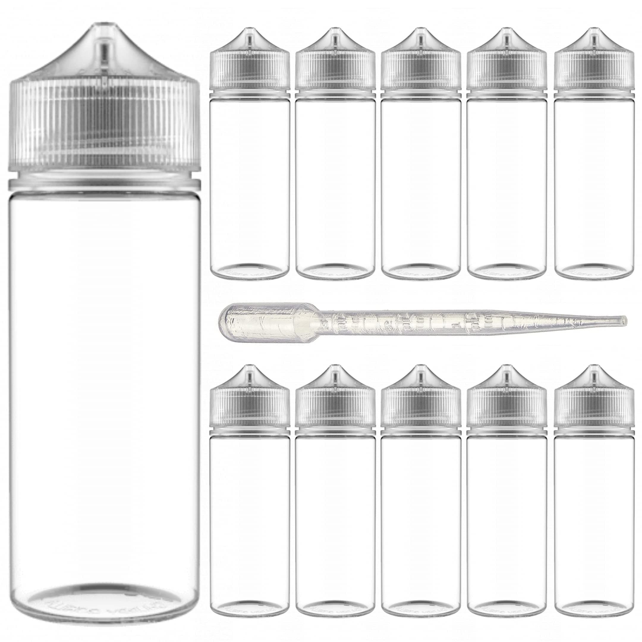 120mL V-3 Clear PET Unicorn Plastic Bottles (10 Pack) - Squeeze bottle, Juice Bottles Authentic Chubby Gorilla Dropper Bottle with Squeeze Dropper