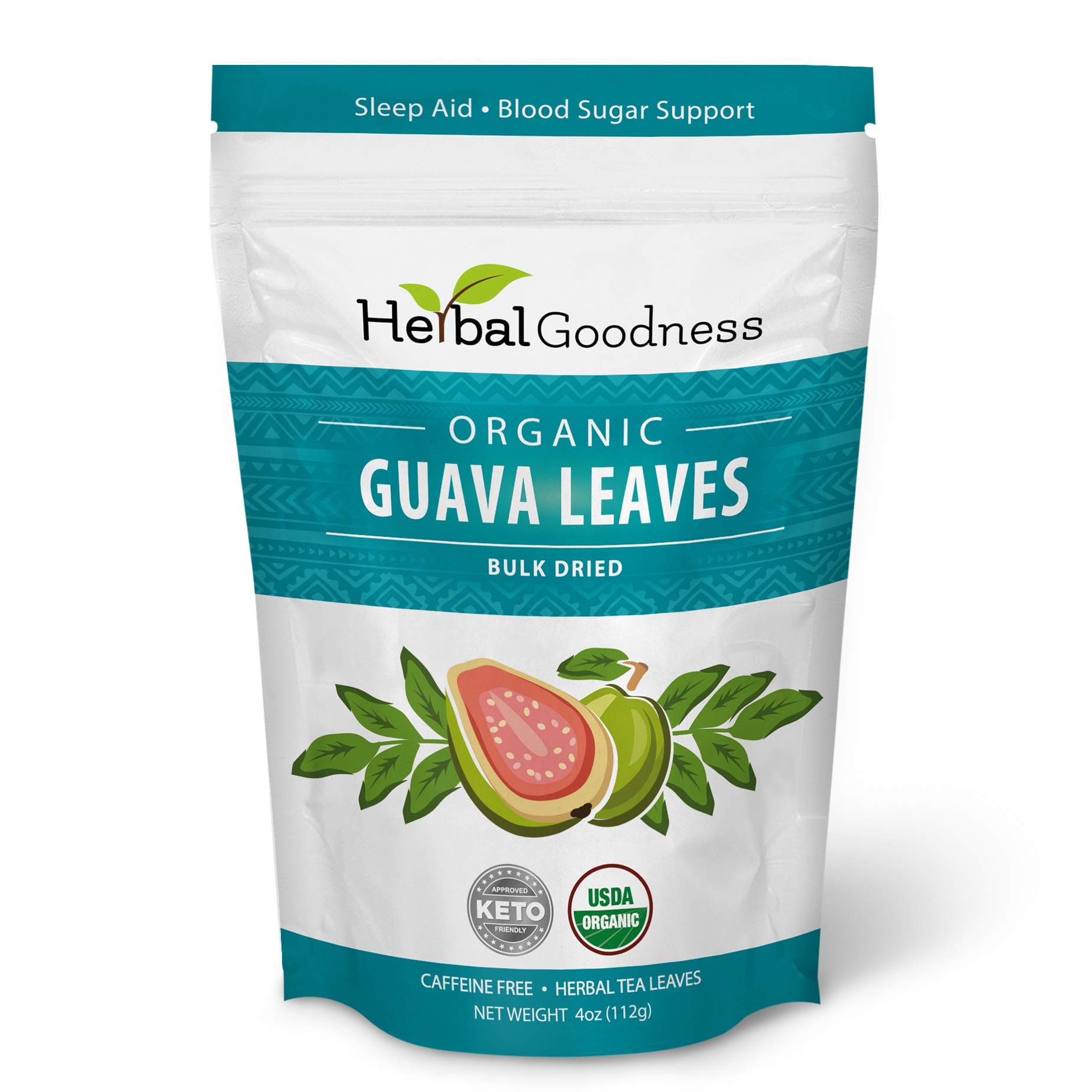 Guava Leaf Bulk Herbs - Carb Blocker | Blood Sugar Support | Hair Re-Growth, Skin & Nails | Sleep Aid - Organic, Kosher - Digestion & Immunity – Caffeine free (4oz)