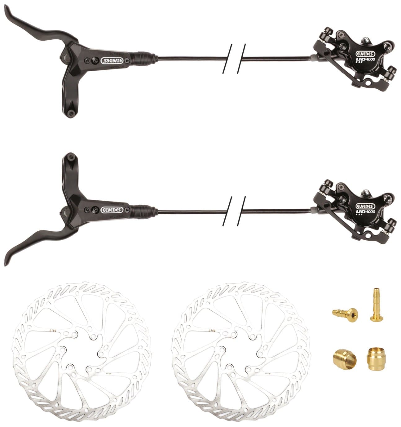 ElvedesHP4000 Hydraulic Brakes Bike E-bike//MTB/Road Adult Unisex, Black