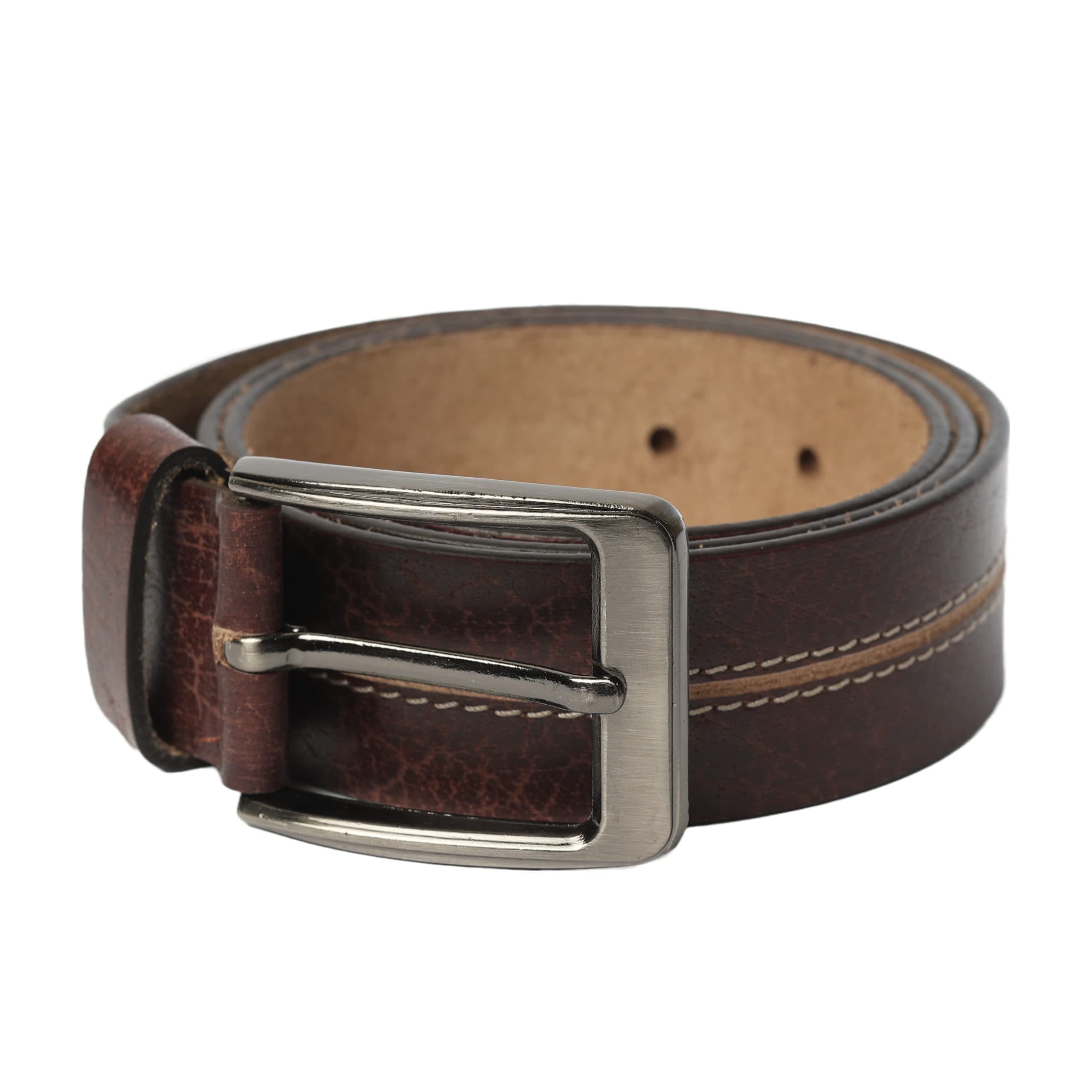 LEATHER DYNASTYPremium Brown Stitch Leather Belt for Men - Stylish and Durable | Genuine Leather Belt