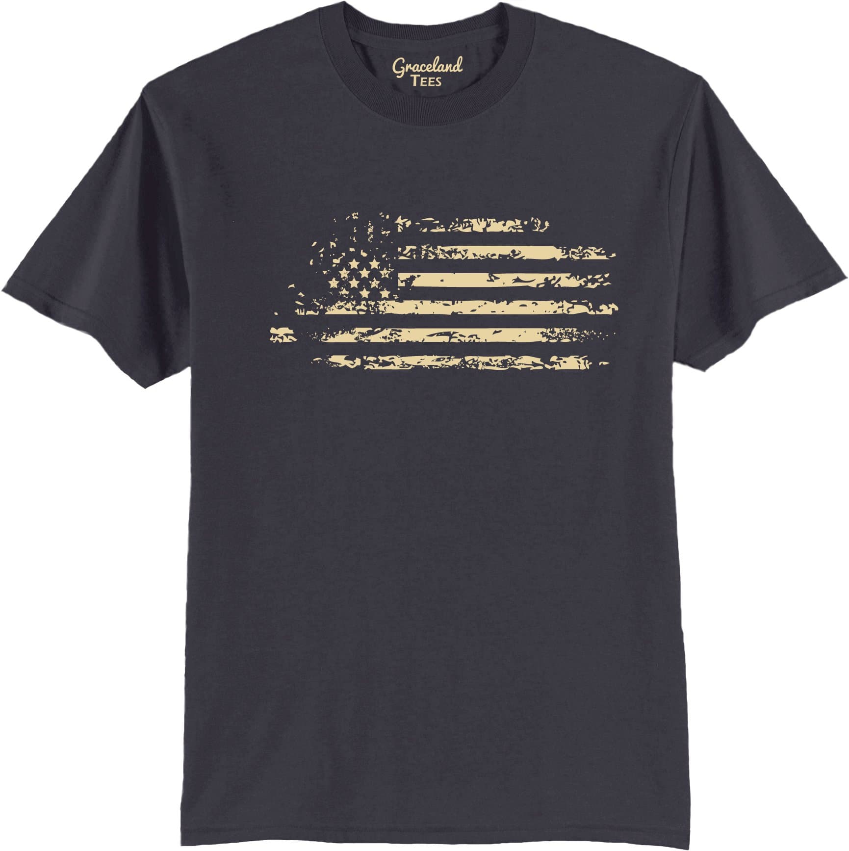 Graceland Tees Distressed American Flag Army, Navy, Marines, USA Pride T-Shirt