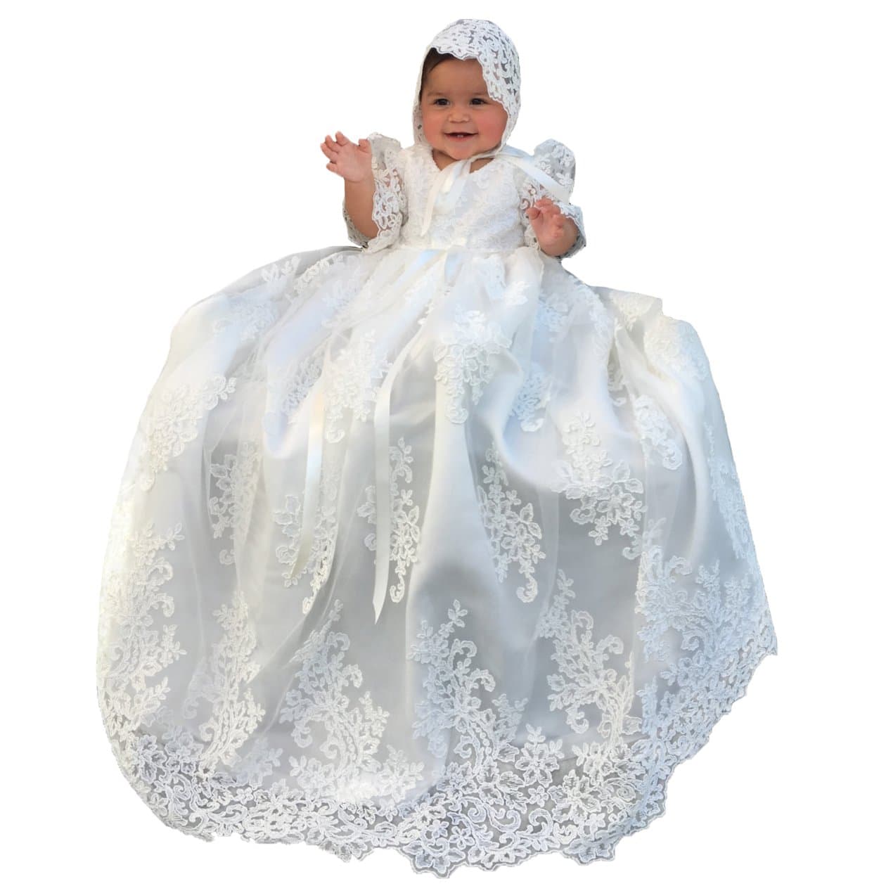 Lovely Lace Girls Christening Gowns Dresses for Age 9 Months