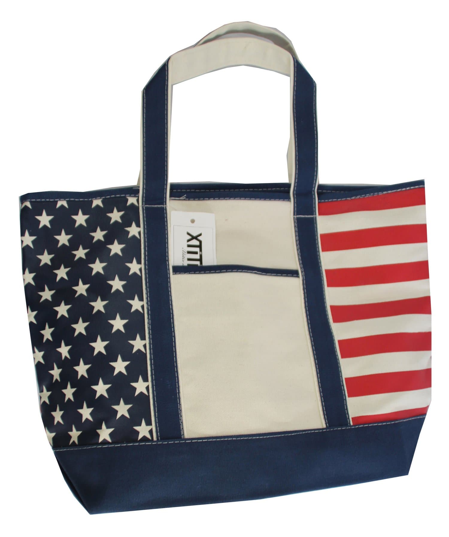 Xtitix Patriot USA United States of America Flag Design Deluxe Cotton Canvas Shopping Tote Bag