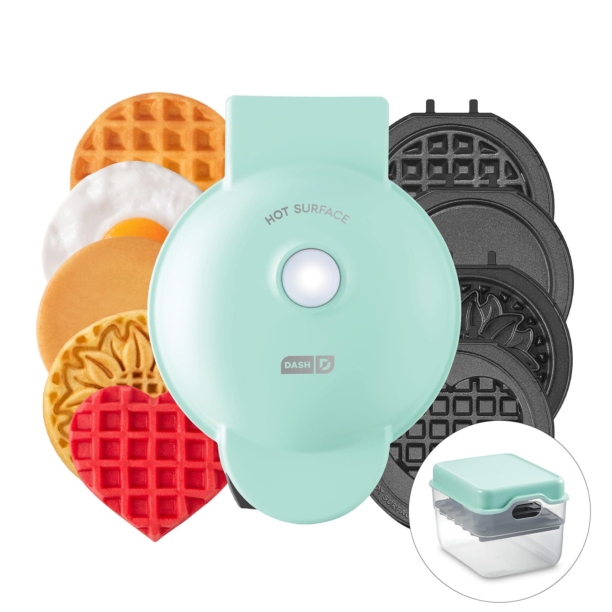 DASH Multimaker Mini System - Waffle Maker with Six 4” Removable Plates & Sto...