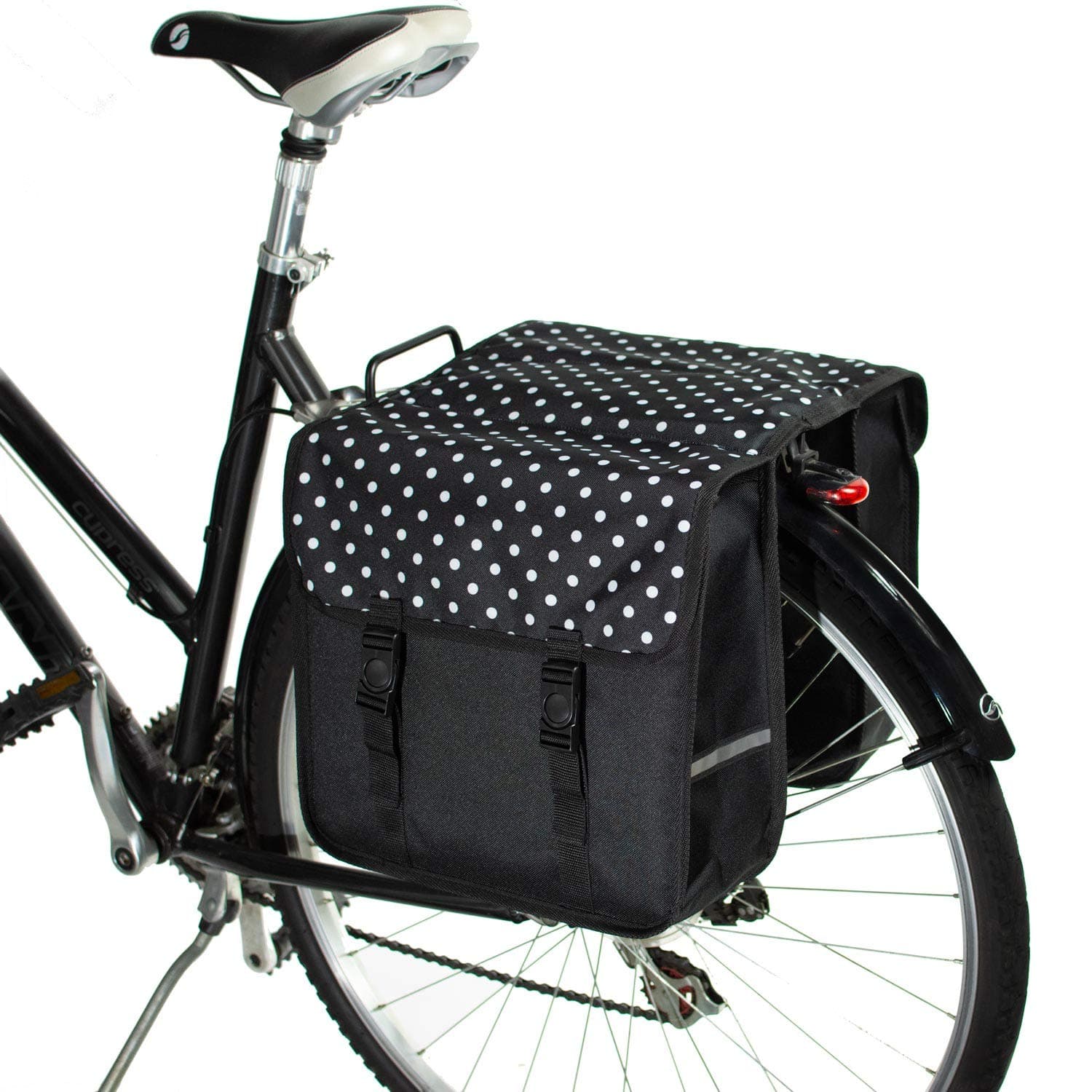 BikyBag Classic - Bicycle Double Panniers Bag Fashion Cycle Bike Women's - Men's (Classic - White Polka Dot)