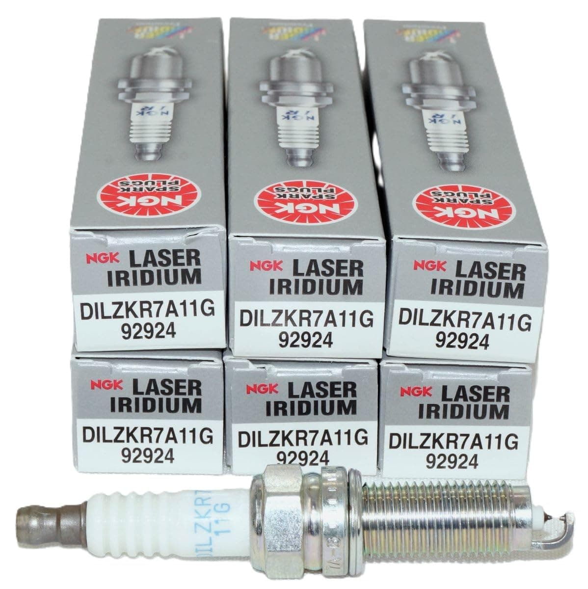 Genuine DILZKR7A11G Laser Iridium Spark Plugs 92924 by NGK (6 Pack)