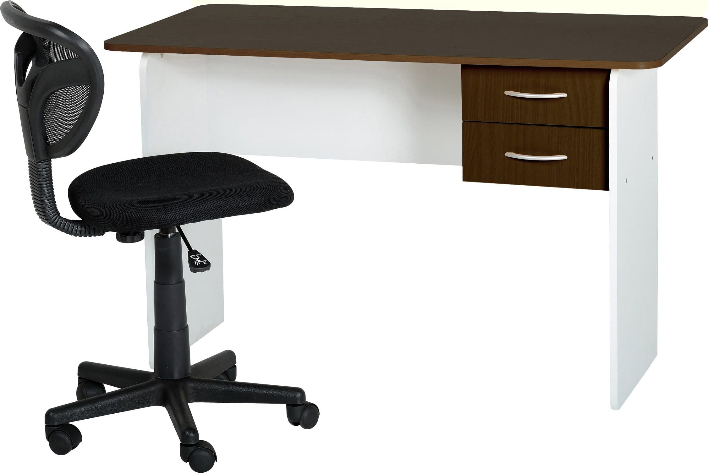 Seconique Jenny 2 Drawer Study Desk, Beech, Wenge Effect/White, 619.95 x 1259.95 x 74.95 cm
