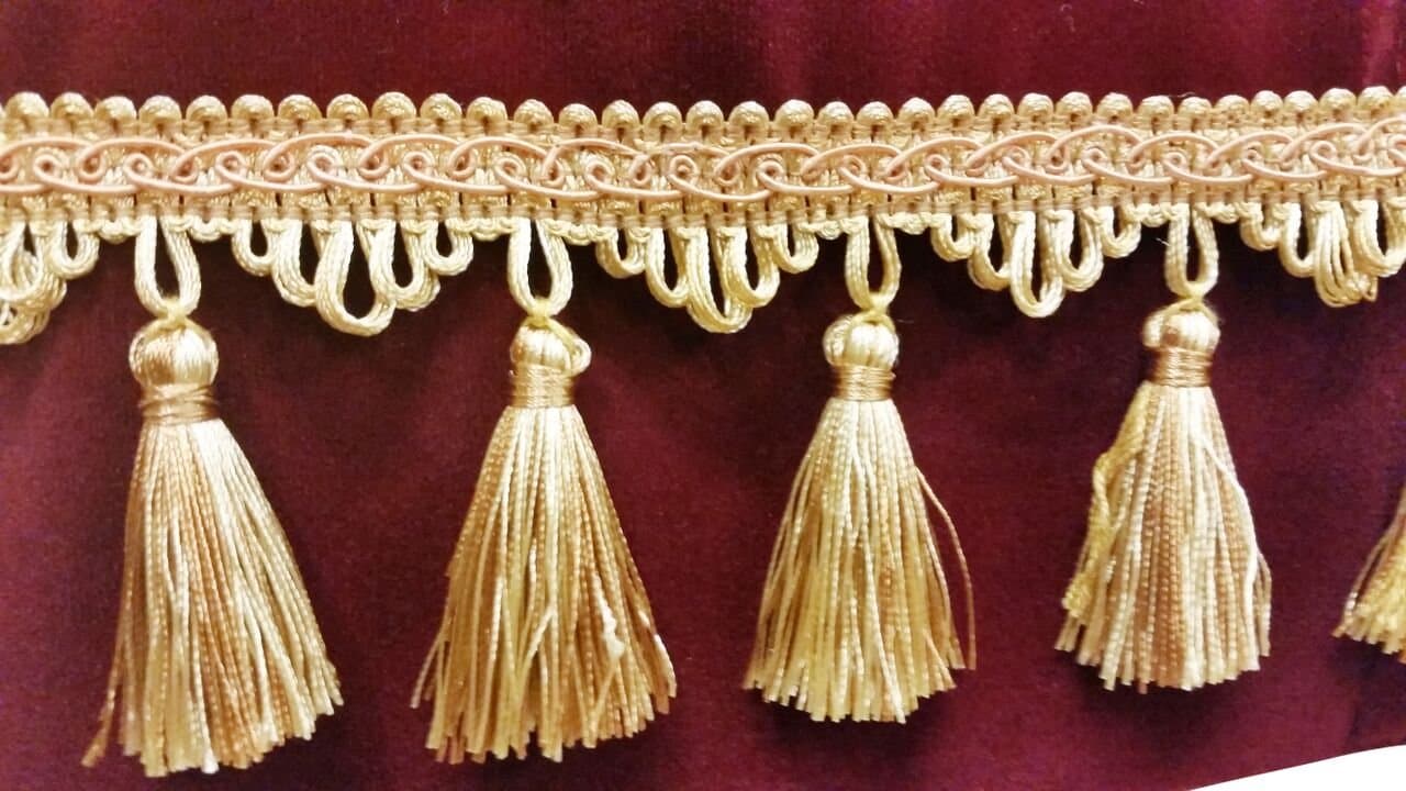 Luxury Gold & Copper Tone Tassel Trim Fringe 3" Long Designer Tassels Sold by The Yard for Edging Curtains/Cushions/Throws/Valances/Crafts