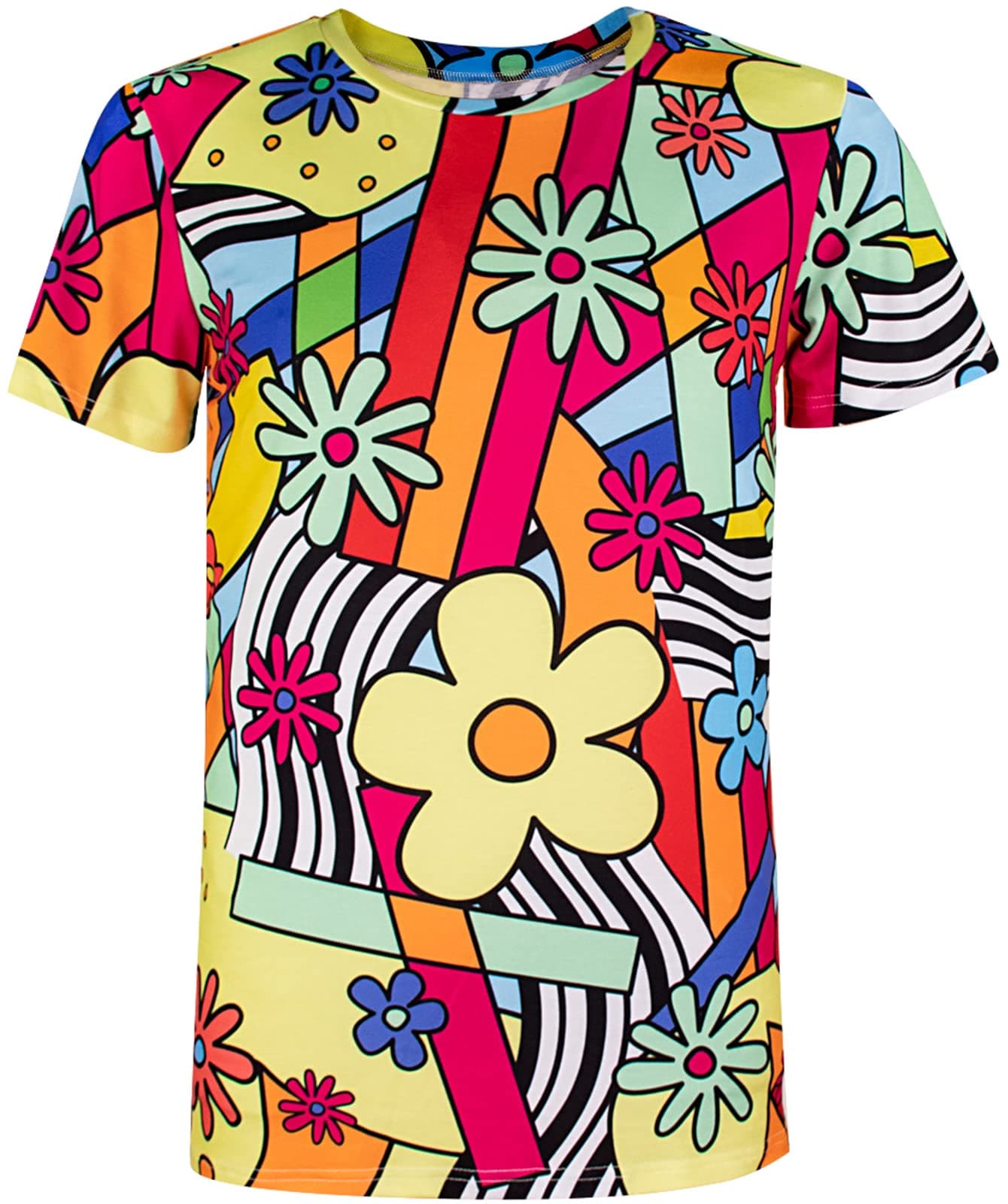 COSAVOROCKMen's 60s 70s Hippie Fancy Dress Floral T-Shirts