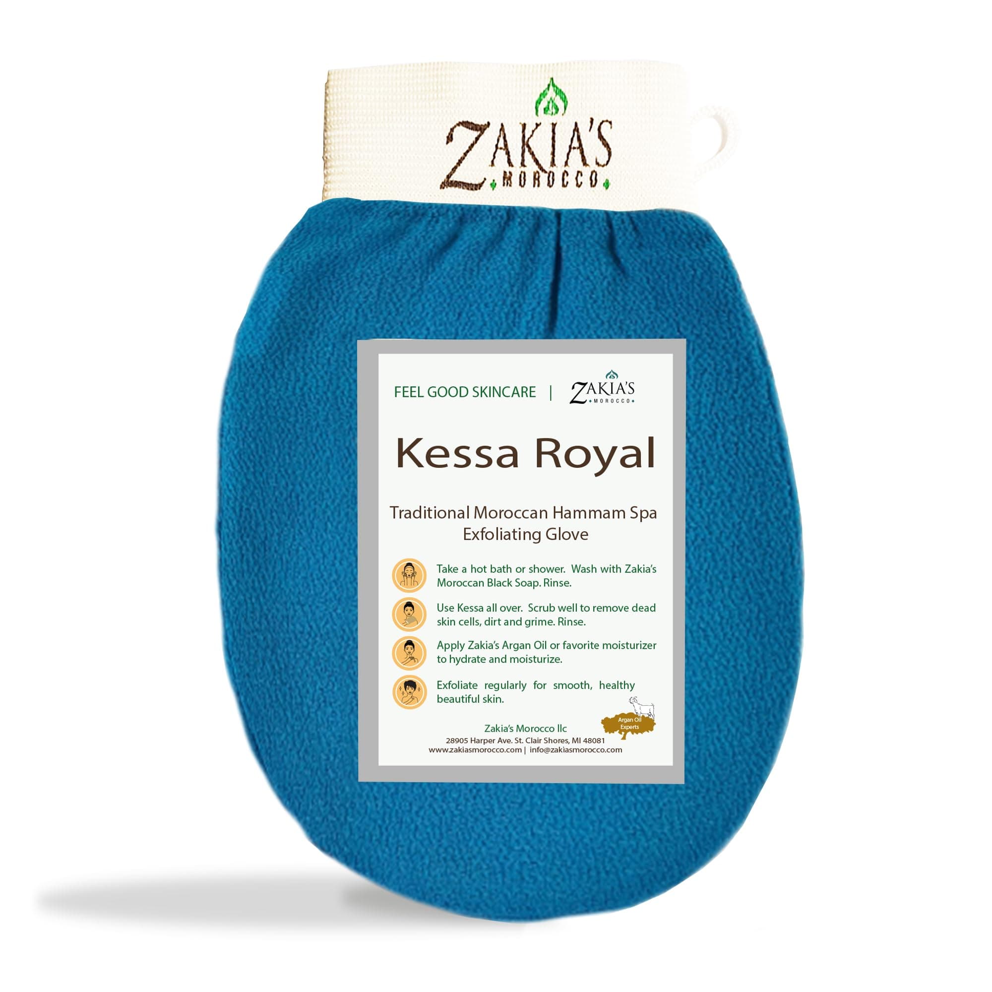 Zakia's Morocco Kessa Exfoliating Scrub Glove - Teal Blue