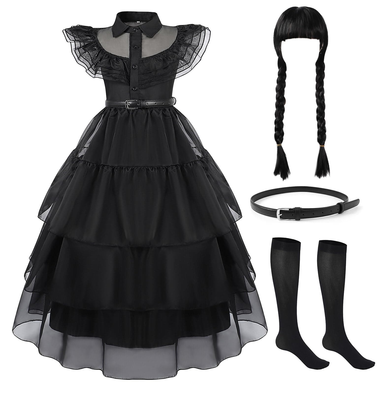 Dress for Girls Black Dress World Book Day Costumes for Girls Princess Black Costume Kids Halloween Fancy Dress up