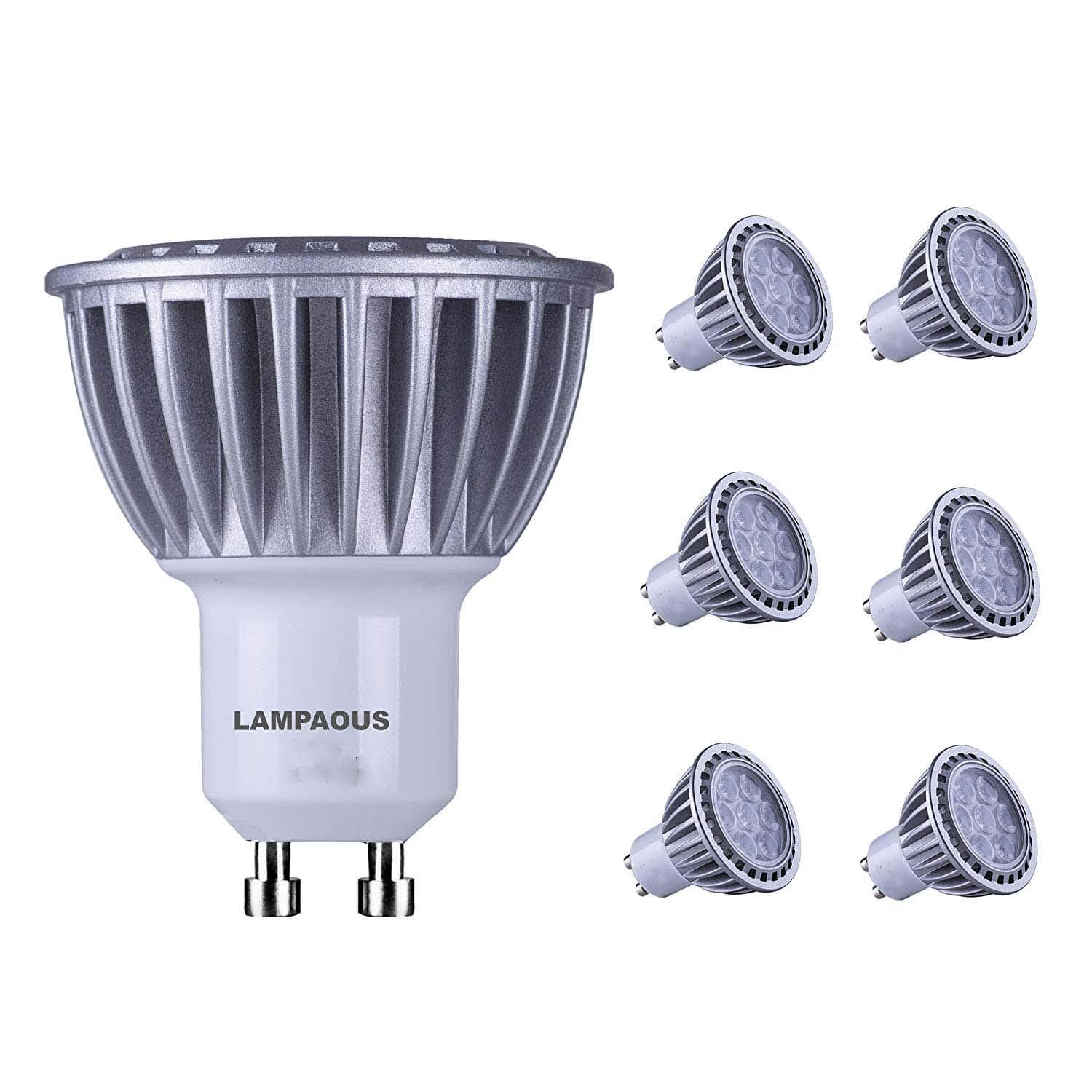 LAMPAOUS GU10 LED Light Bulbs,Indoor LED Bulb,70W Halogen 2 Pin Equivalent,GU10 Base Spot Lights,mr16 Shape Recessed Track Light Bulb,Non-Dimmable,7W, 560lm, 3000k Warm White,60° Beam Angle,6pcs…