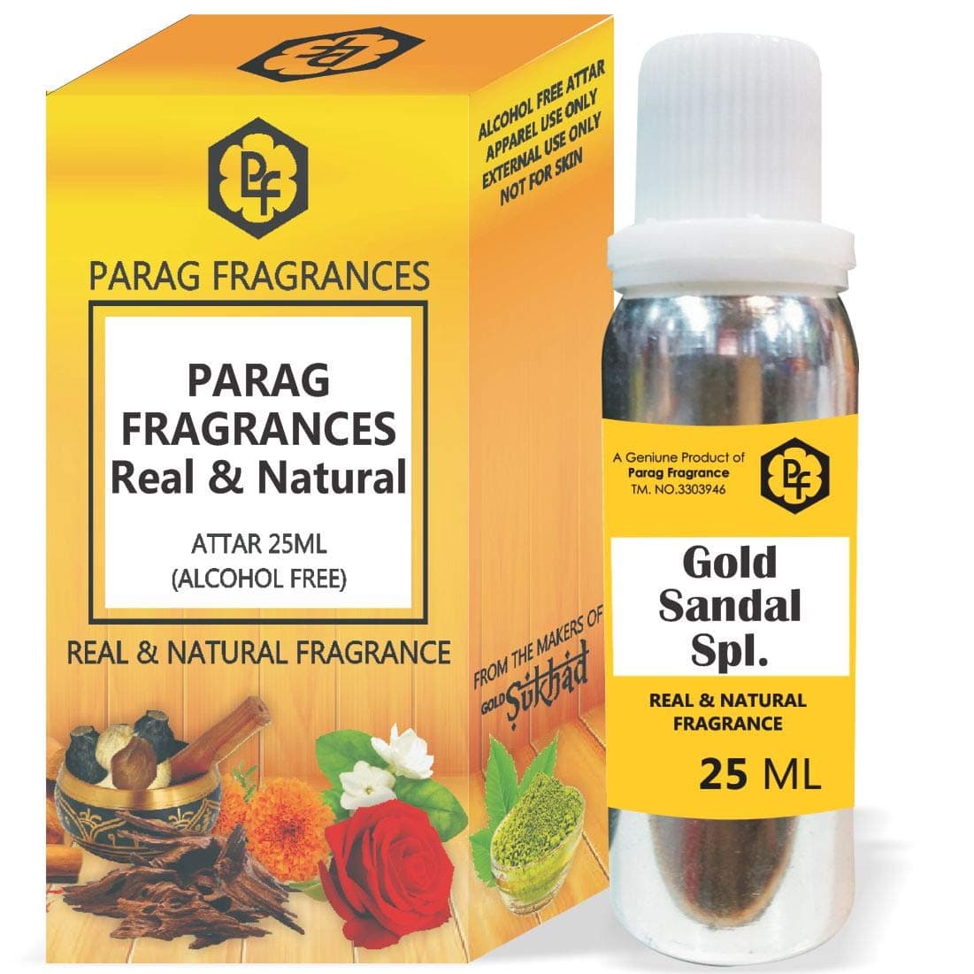 Parag Fragrances25ml Gold Sandal Spl. Attar With Fancy Empty Bottle (Alcohol Free, Long Lasting, Natural Attar) Also Available in 50/100/200/500 pack