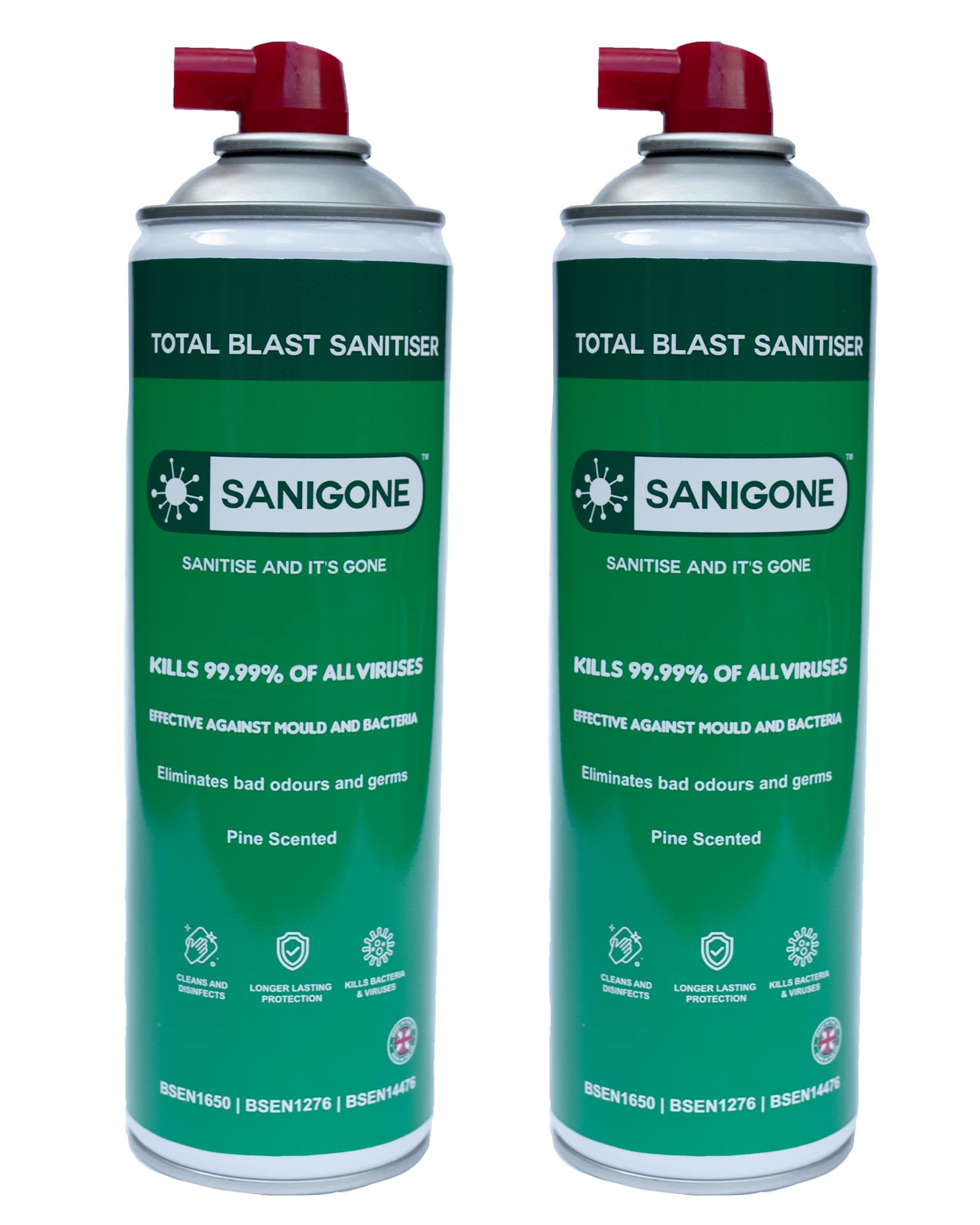 TOTAL BLAST - Sanitiser & Mould Remover 500ml Spray | Eliminate 99.99% of Germs, Viruses, Bacteria & Mould for up-to 7 days | Pine Scented (x2 Pack)