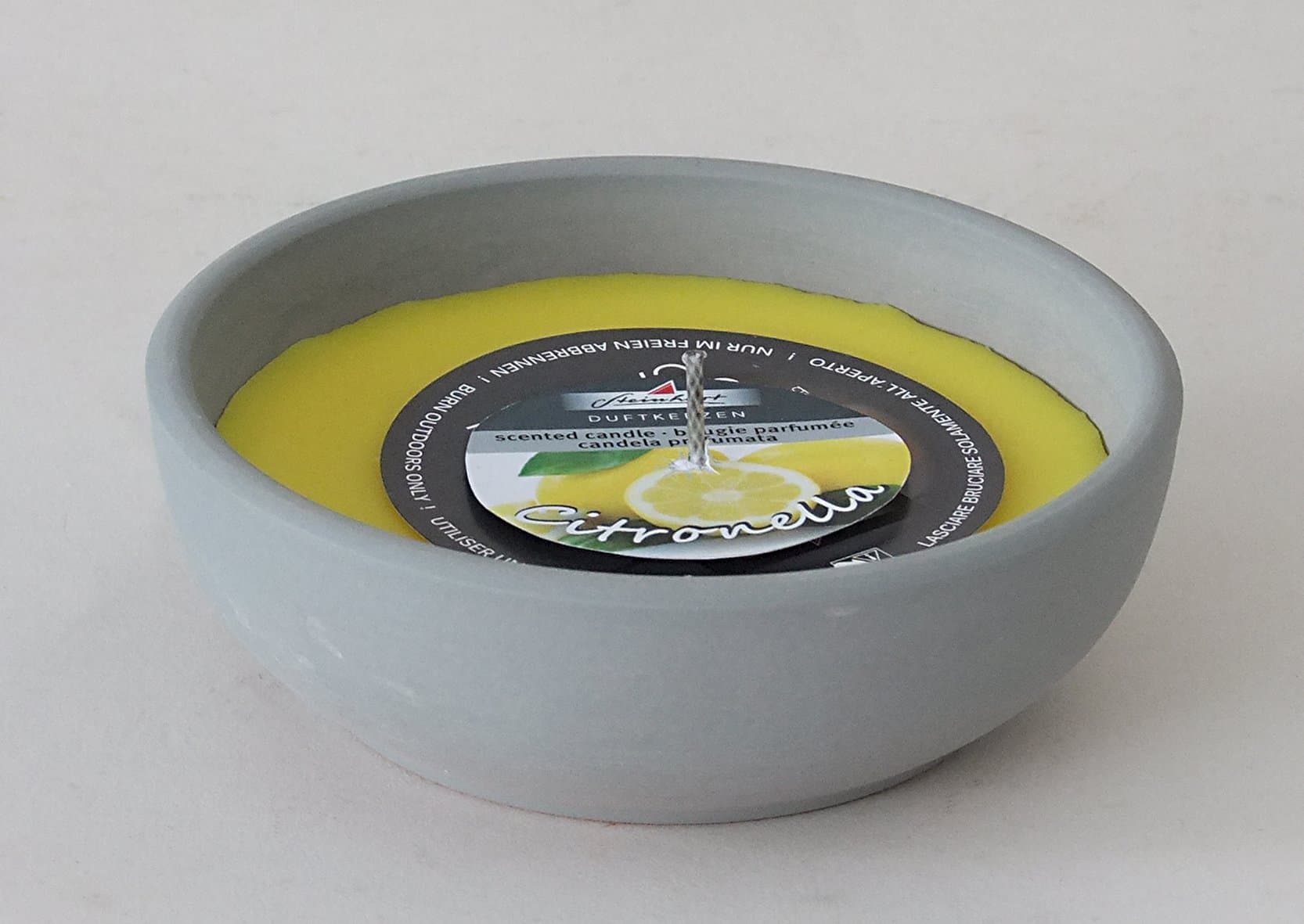 Steinhart Concrete bowl Citronella Outdoor Candle, 4.4 cm x 12.9 cm, Yellow