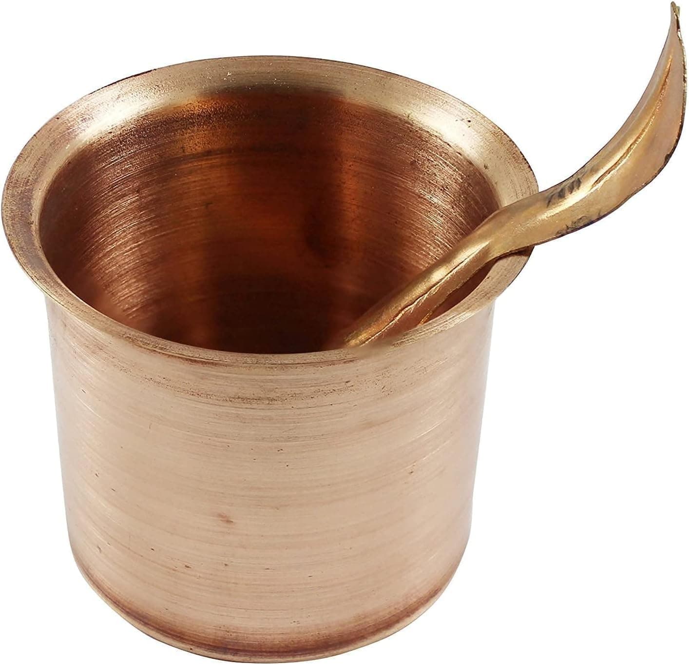 Hindu Pooja Lota and Spoon (Achman) Set - Handmade Pure Copper Cup - 2.3" x 2"