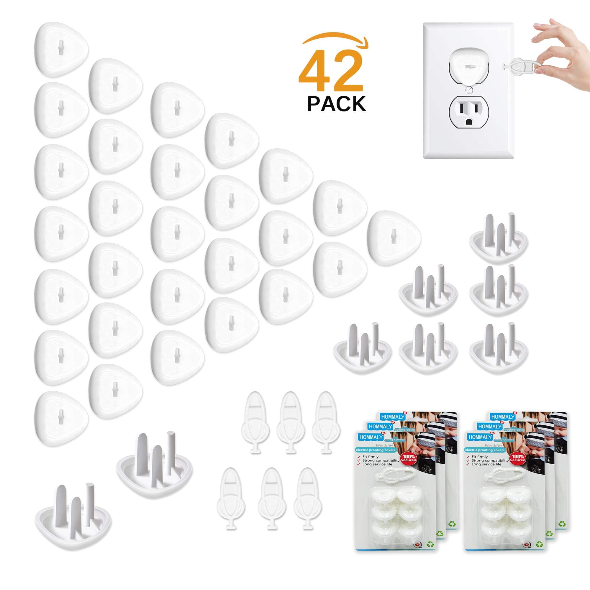 Outlet Plugs Covers Baby Proofing(36 Plug + 6 Keys),Baby Safety 3 Prong Plug Cover Electrical Wall Socket Protector Caps Kit for Toddlers Child