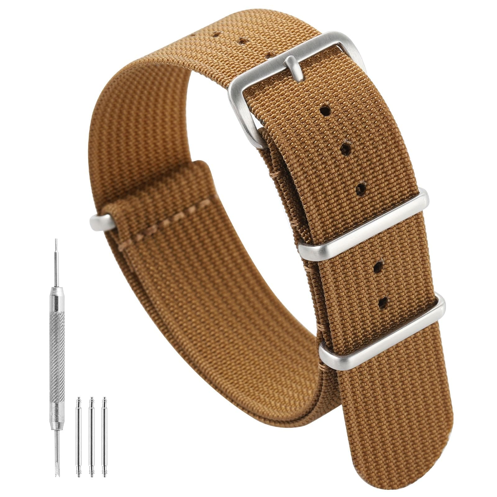 TACTICAL FROG 18mm 20mm 22mm Watch band with Stainless Steel Buckle, Waterproof Nylon Watch Strap for Men & Women