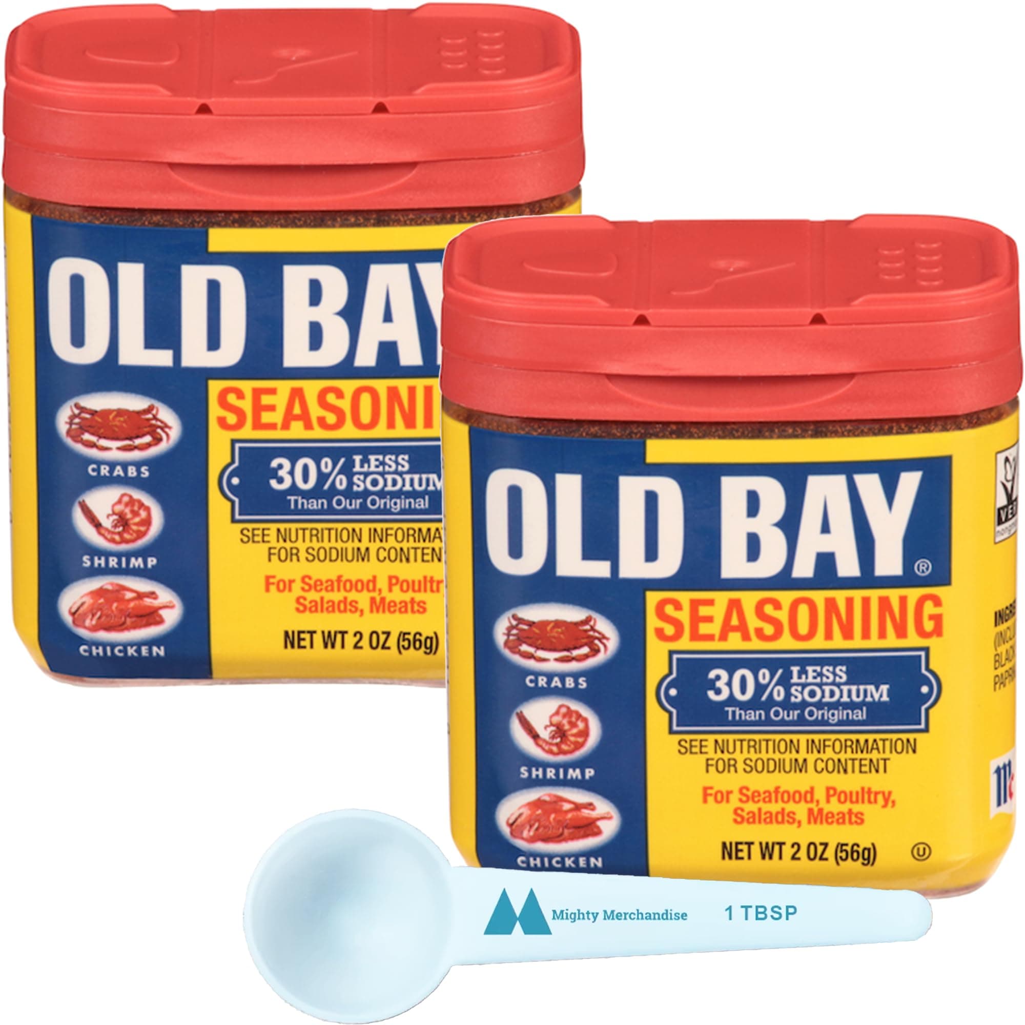 OLD BAY Less Sodium Seasoning - 2 Pack - 2.37 Ounces Each - In Mighty Merchandise Packaging