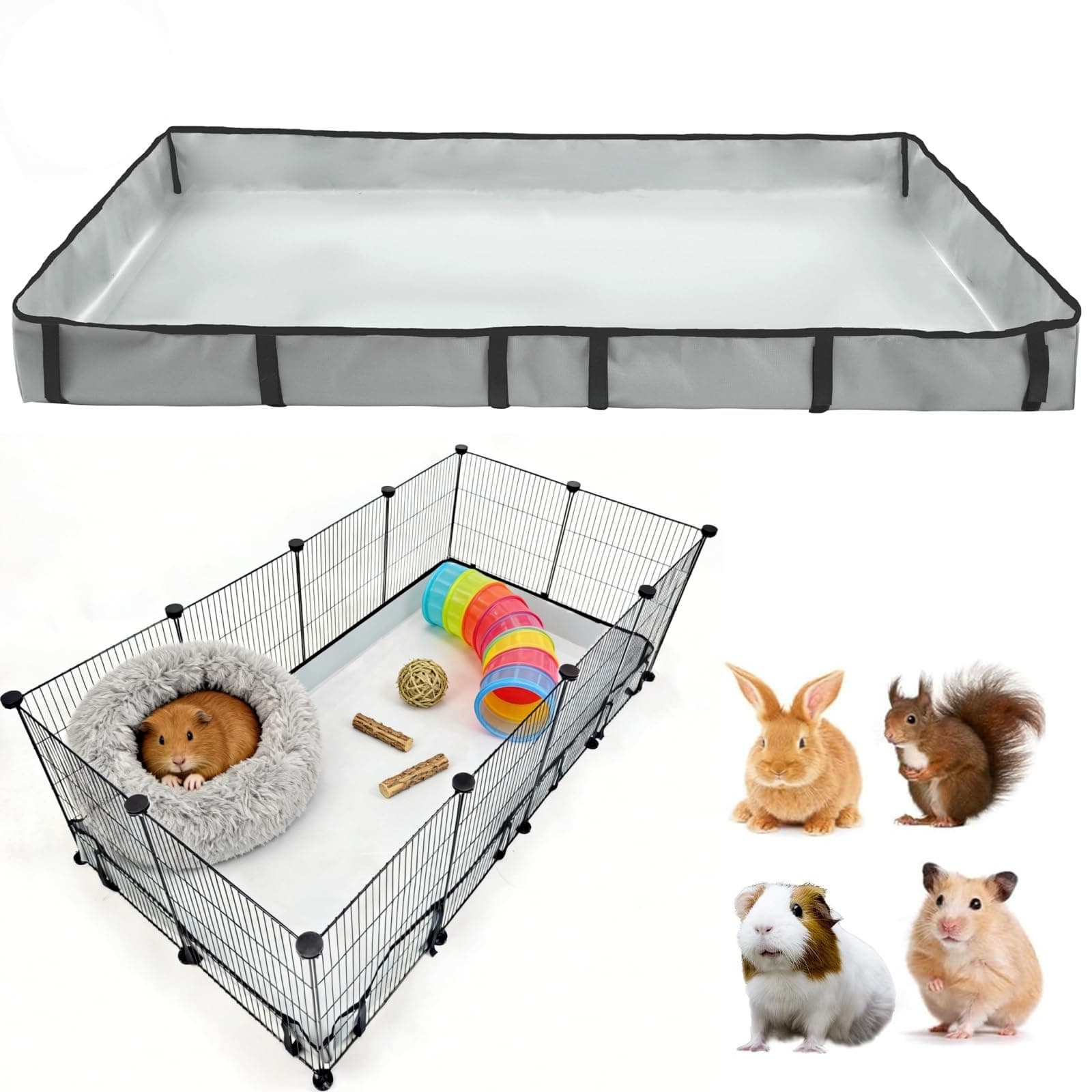 DZWLKJ Guinea Pig Cage Liner Tarp Bottom Waterproof and Washable Base Also for Rabbits, Bunny, Chinchesillas, Hedgehog, Ferrets and Other Small Animals(24x48 inches)