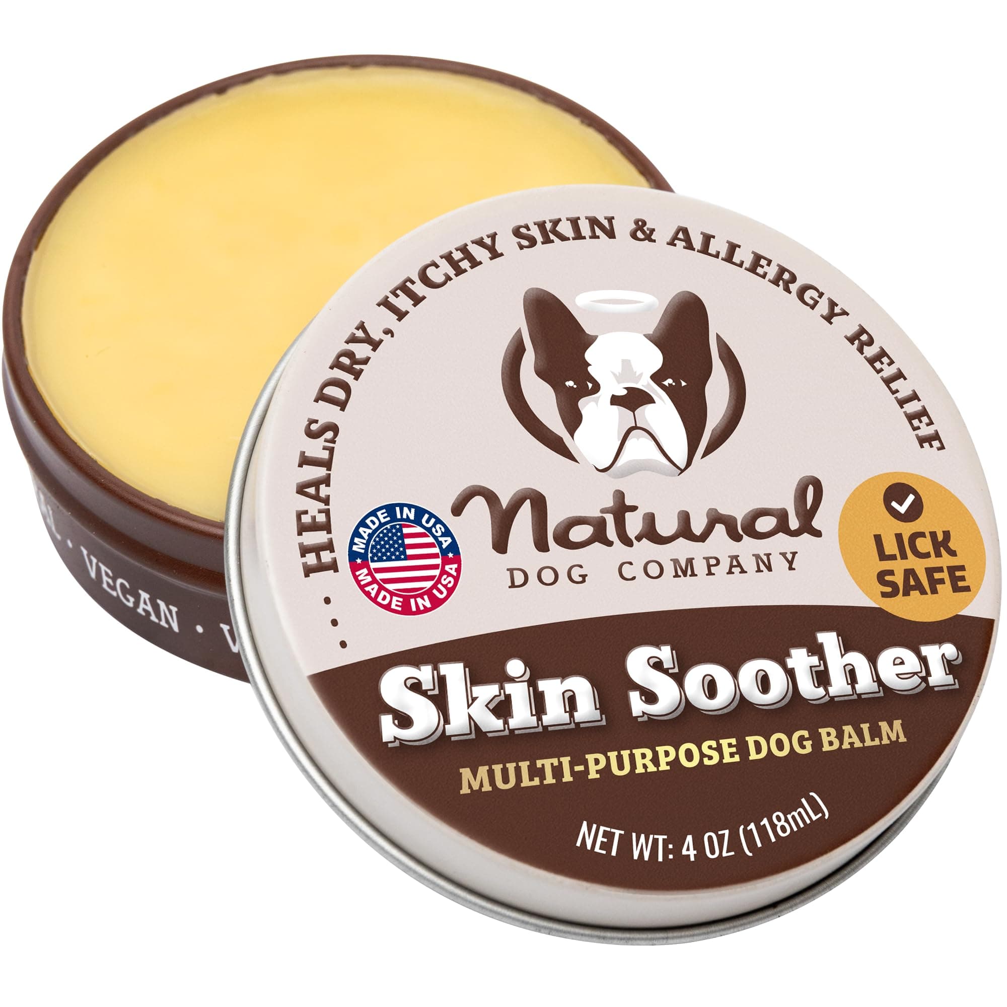 Skin Soother Balm, Protects from Hot Spots, Itching and Irritation Relief, Allergy Dog Lotion, Dog Moisturizer & Rash Cream with Coconut Oil & Vitamin E for Pets, 4 oz Tin