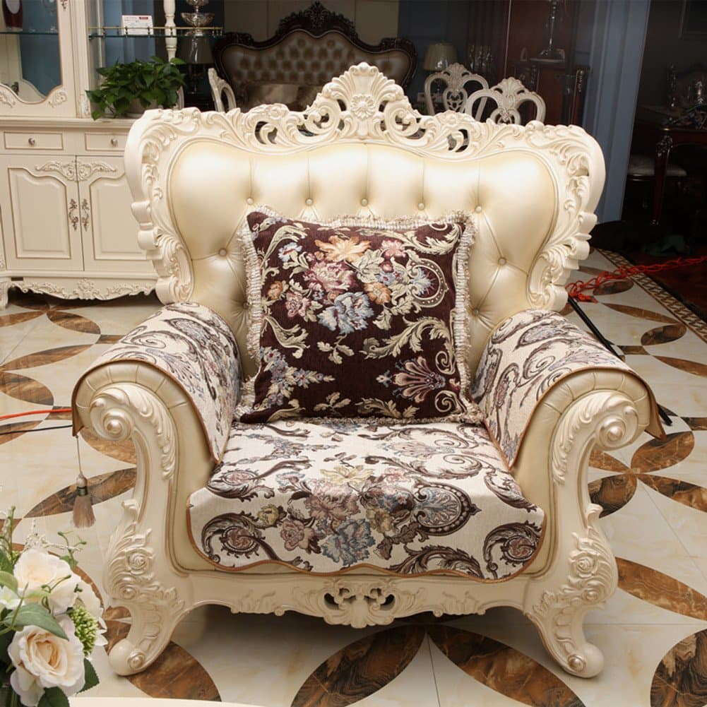 GJPPP European style Luxury rural Fabric Sofa cushions, Cushion Anti-skidding Genuine leather Sofa Dust-proof cover-B 80x150cm(31x59inch)