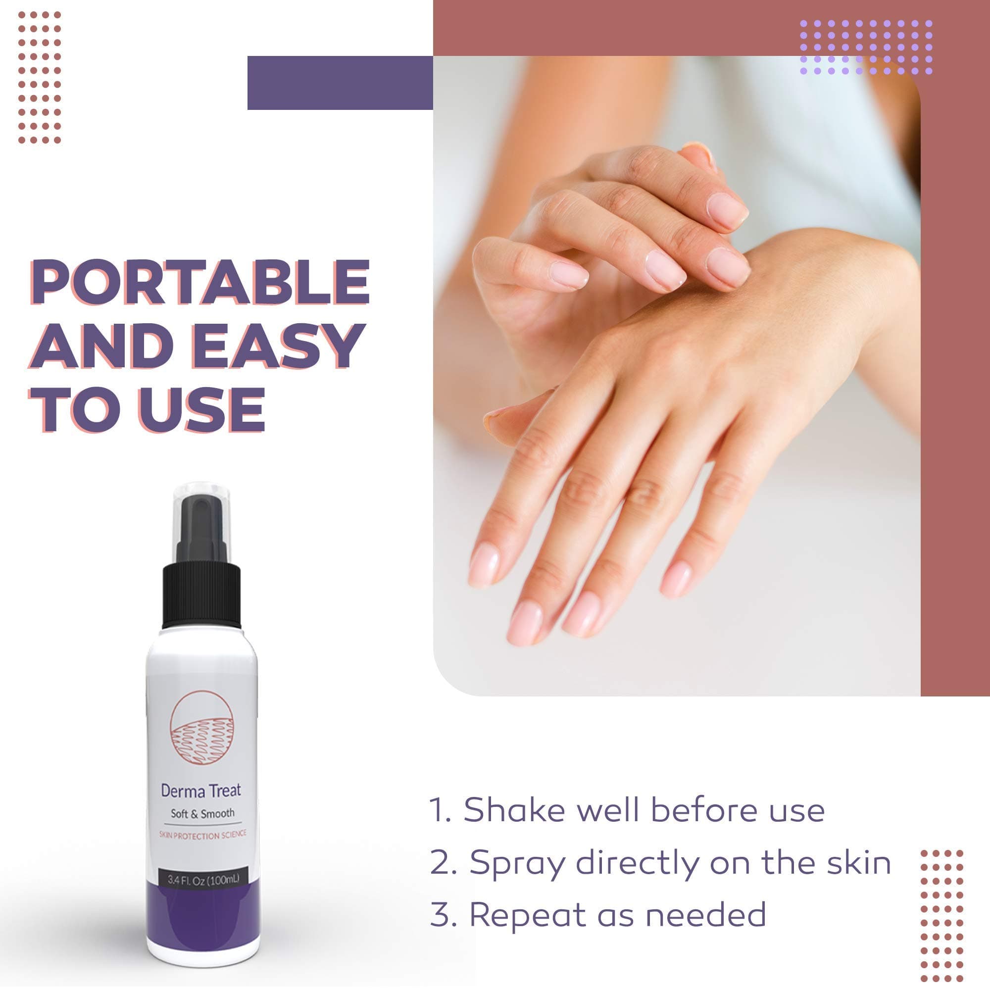 Psoriasis and Pruritus Treatment by DERMA TREAT I 100 ml I Itch moisturiser and eczema spray I Contains Magnesium oil & Aloe Vera I Ailing scaly skin and hydration I 100% Organic Ingredients