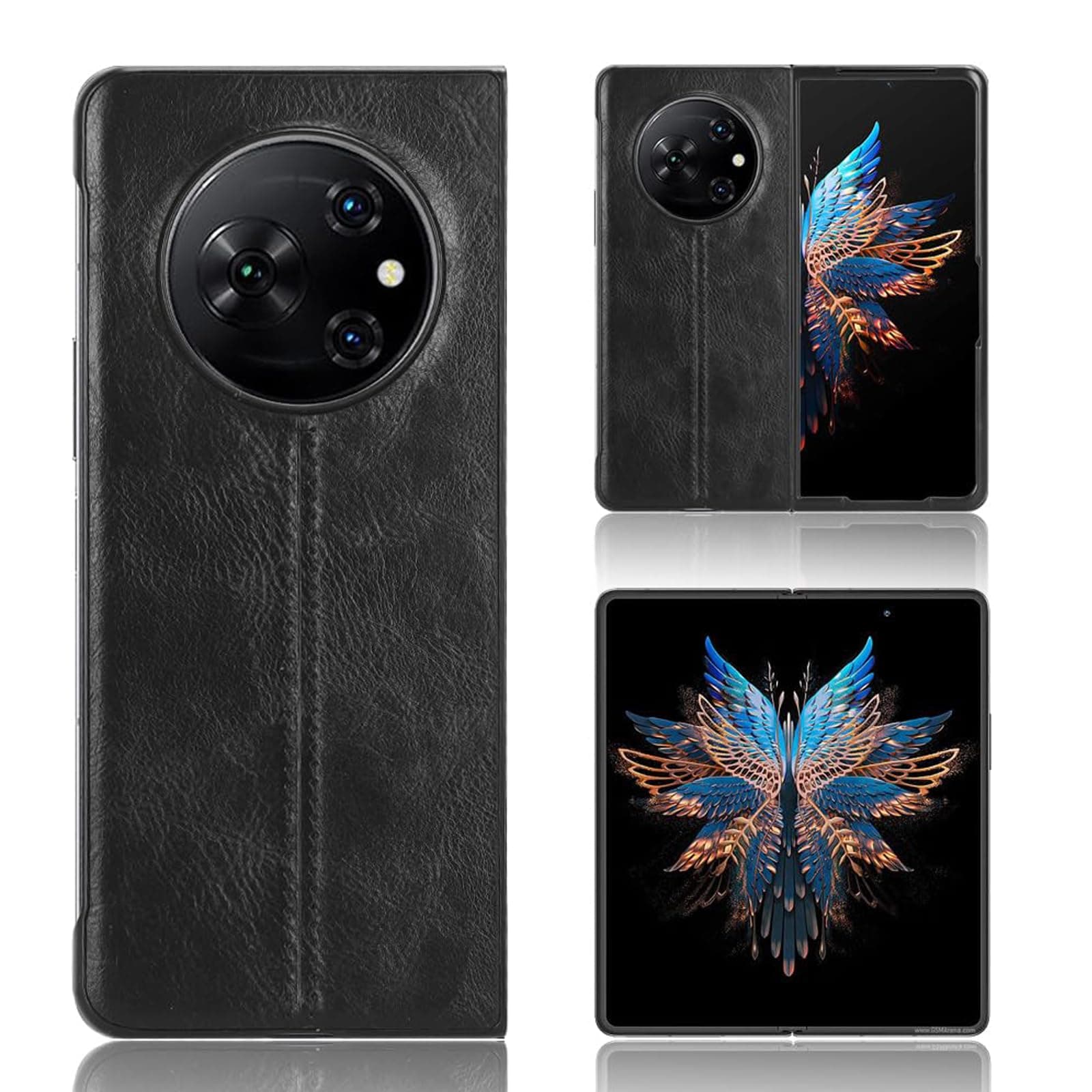 – Compatible with Tecno Phantom V Fold Case Cover,Retro PU Leather Ultra Slim Shockproof Compatible with Tecno Phantom V Fold 5G Case Black