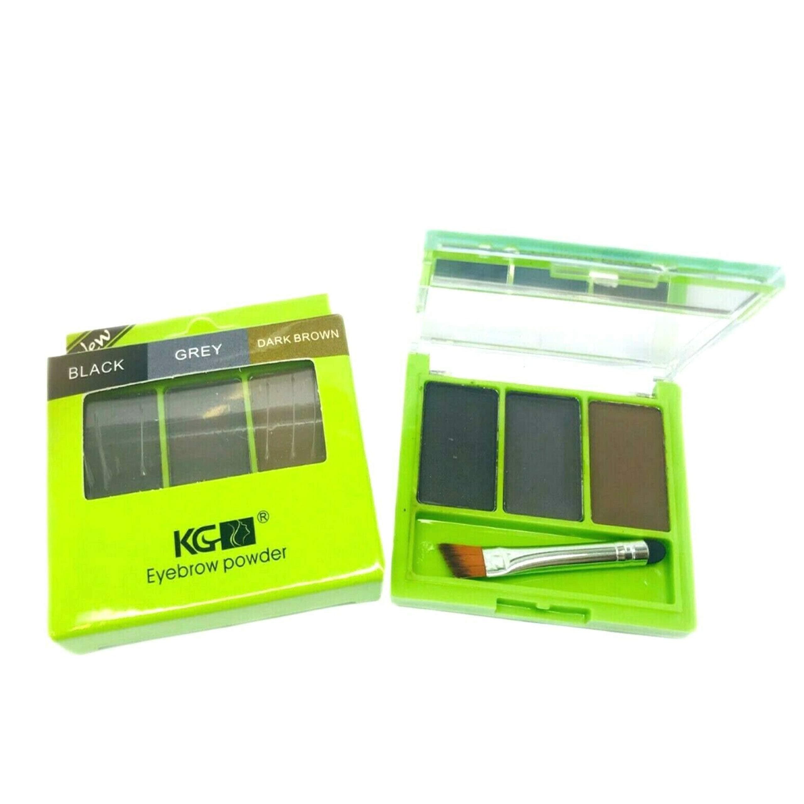 EYEBROW POWDER KIT BLACK + GREY + DARK BROWN BY KRAZY GIRL