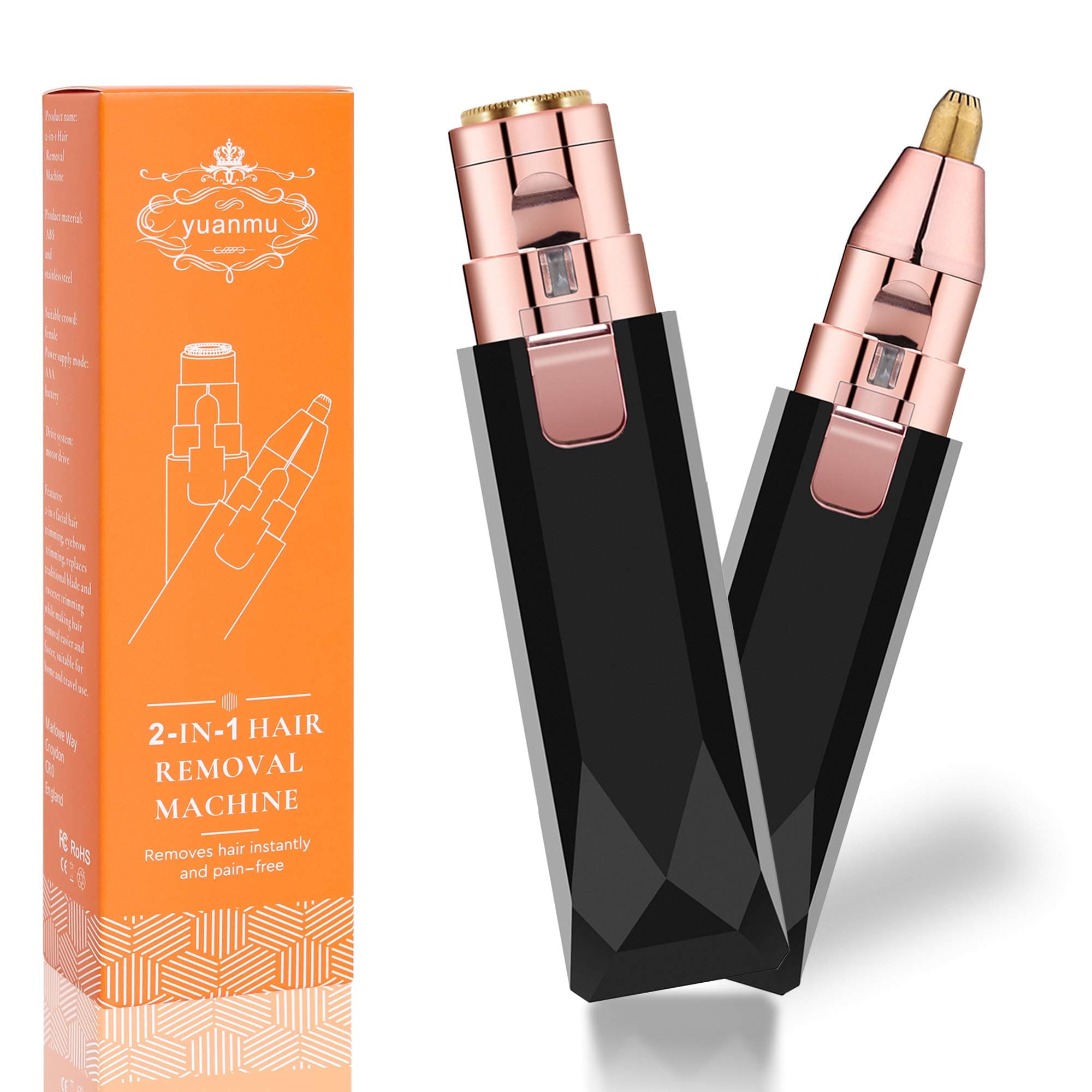 2020 New Facial Hair Remover Women,yuanmu 2 in 1 Eyebrow Razor,Painless Face Hair Trimmer,Portable Electric Razor,Waterproof Ladies Electric Shaver for Peach Fuzz,Facial Hair,Lip,Chin