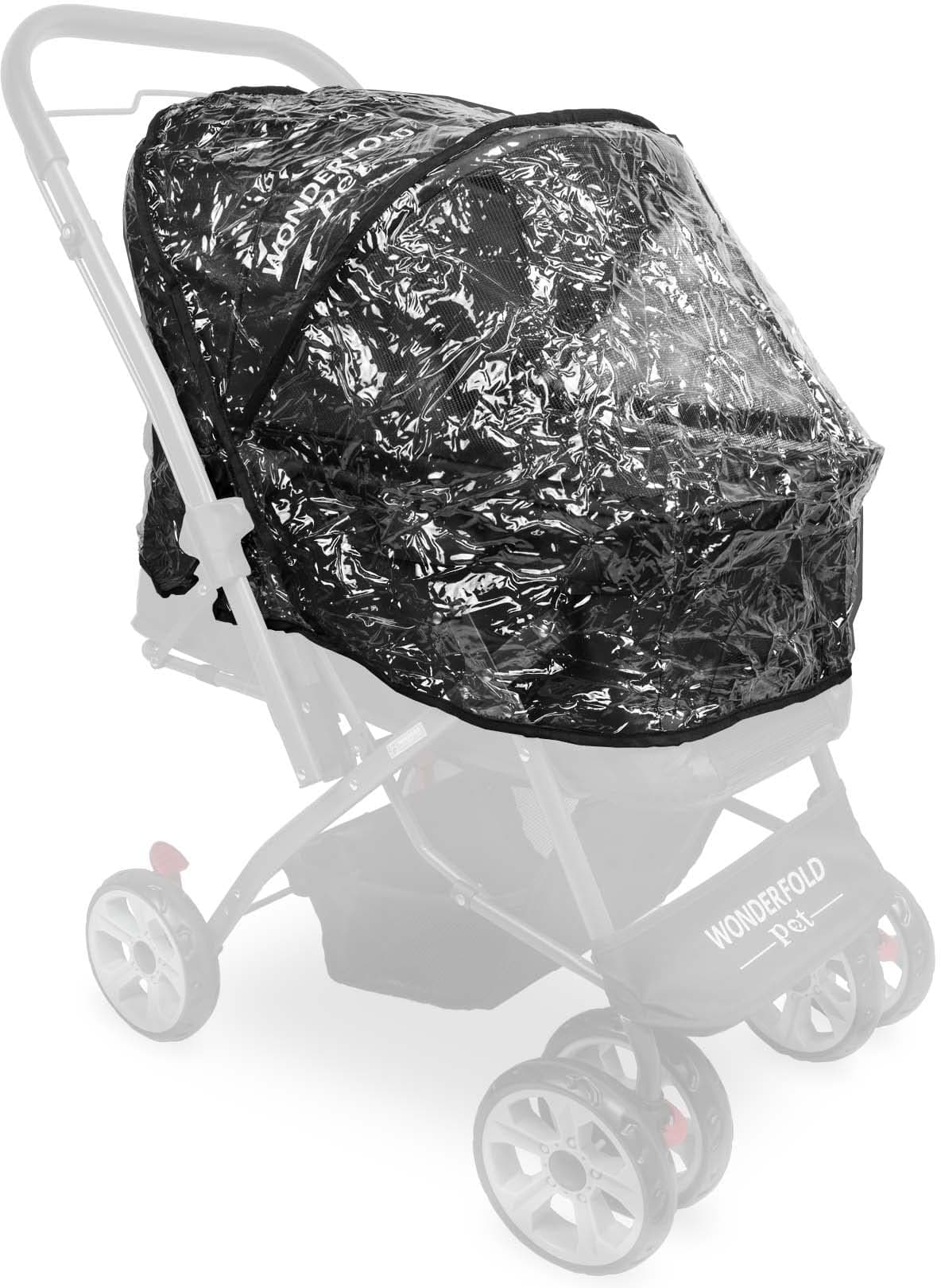 WONDERFOLDStroller Rain Cover Made with Lightweight Transparent Sheet Featuring Small Ventilation Holes and Hook and Loop Closure Entrance for Easy Access (Pet Stroller, One Size)