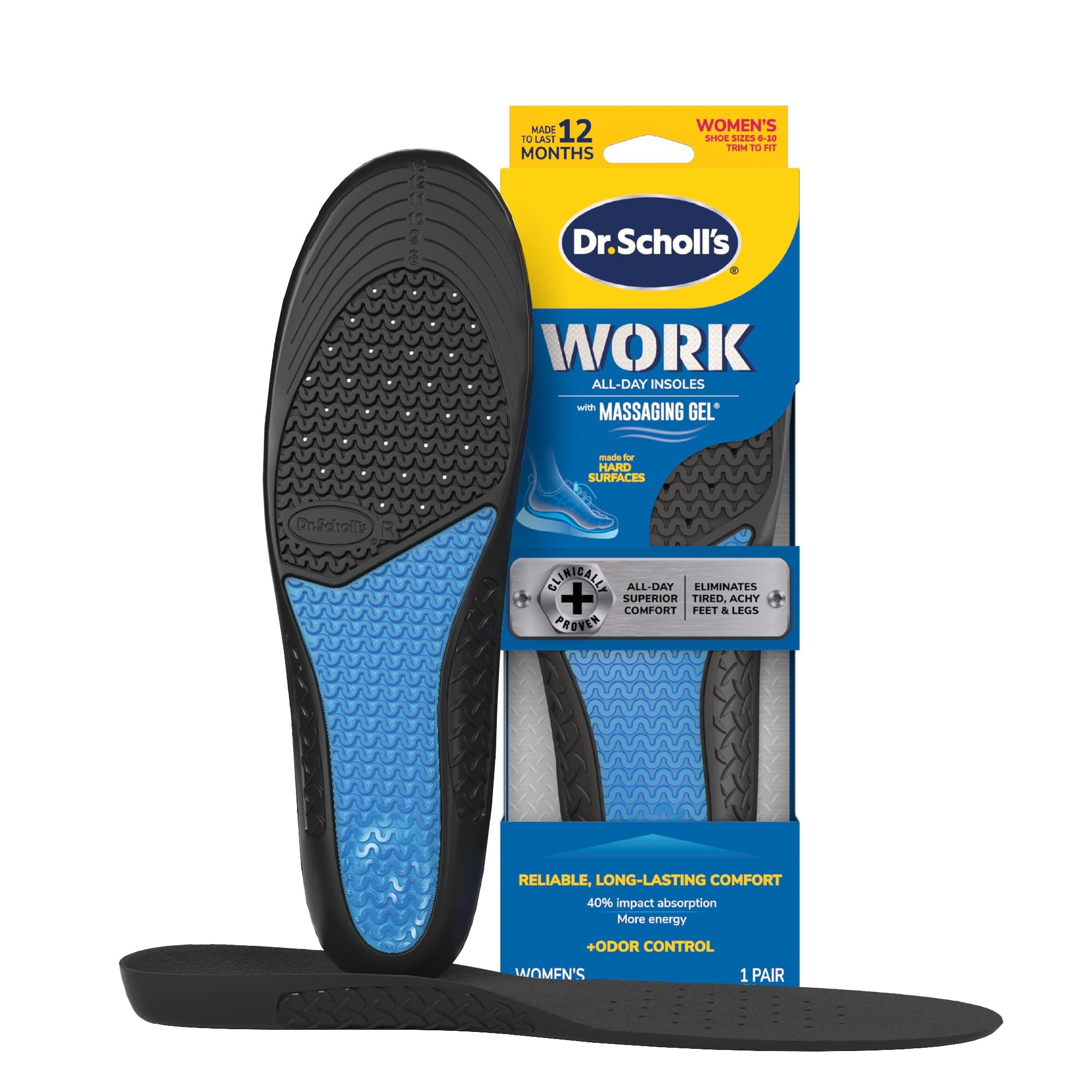 Dr. Scholl'S Dr. Scholls Comfort And Energy Work Insoles For Women, 1 Pair, Size 6-10