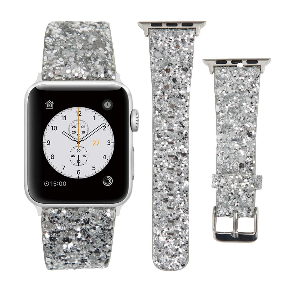MIFFO Compatible with Apple Watch Band 38mm 40mm 42mm 44mm, 3D Glitter Bling Leather Wristband iWatch Strap Replacement for Apple Watch Series 5 Series 4 Series 3 Series 2 Series 1