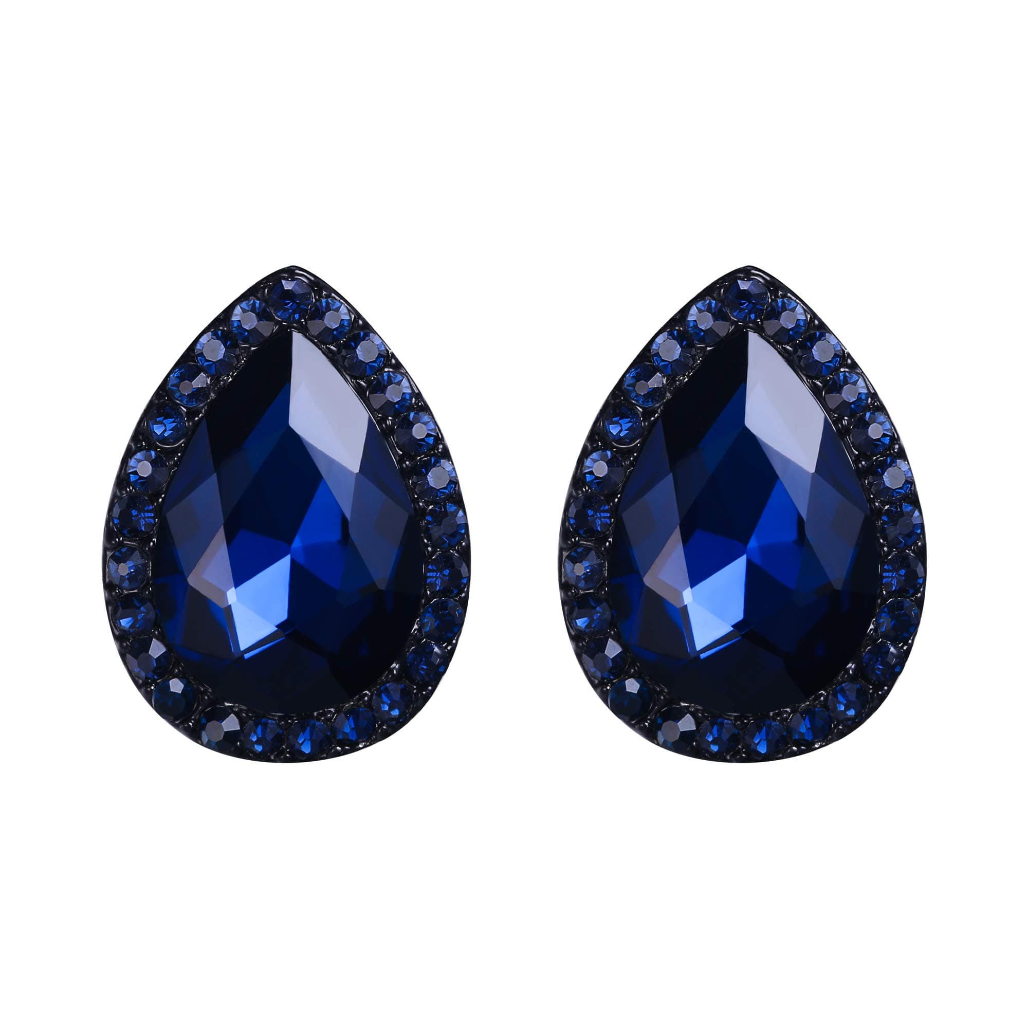 Women's Austrian Crystal Wedding Teardrop Stud Earrings